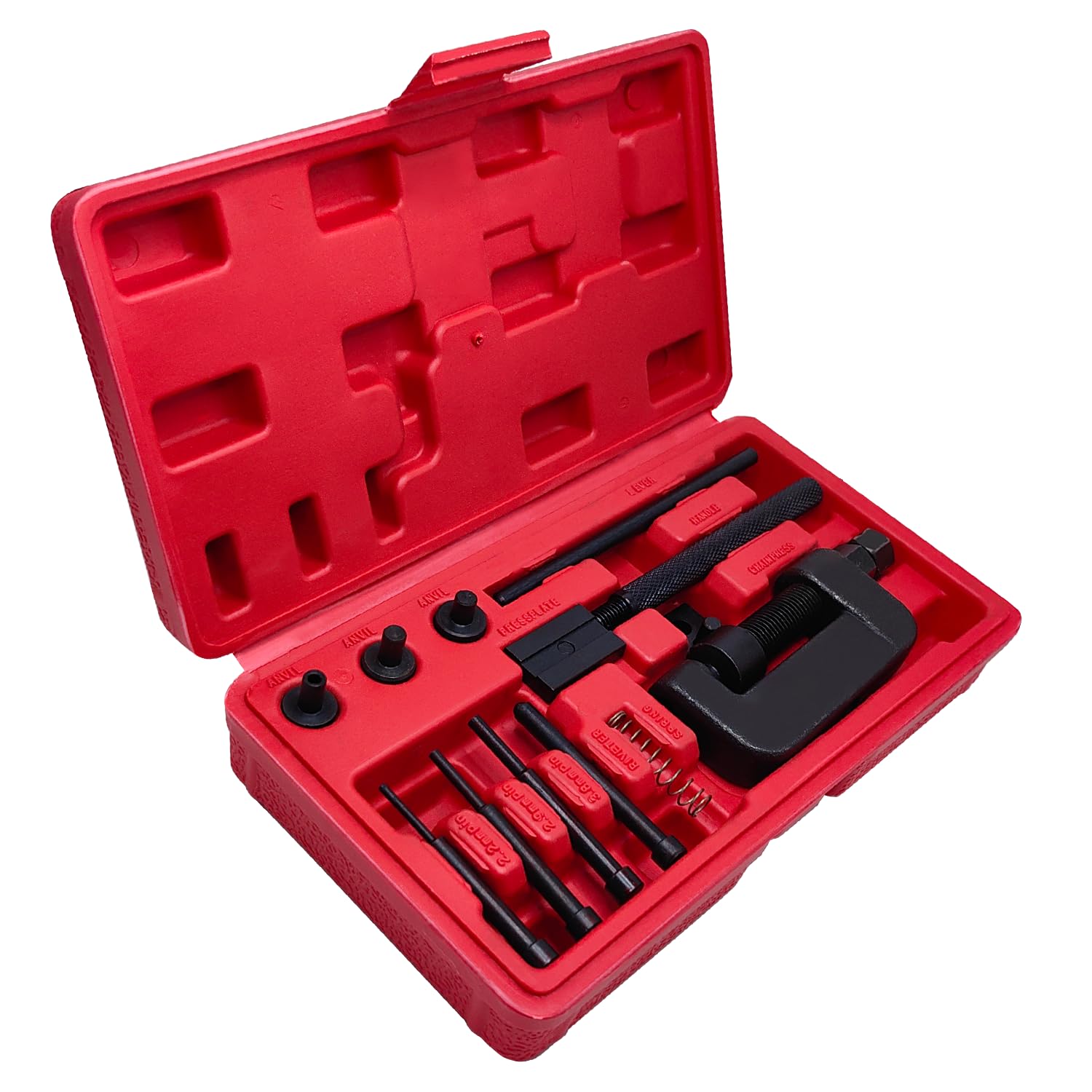 13PCS Heavy Duty Chain Breaker Tool Kit with Rivet & Roller Chain Link Remover - Motorcycle, Bike, ATV Chain Maintenance Set for Professional Repair & DIY Projects