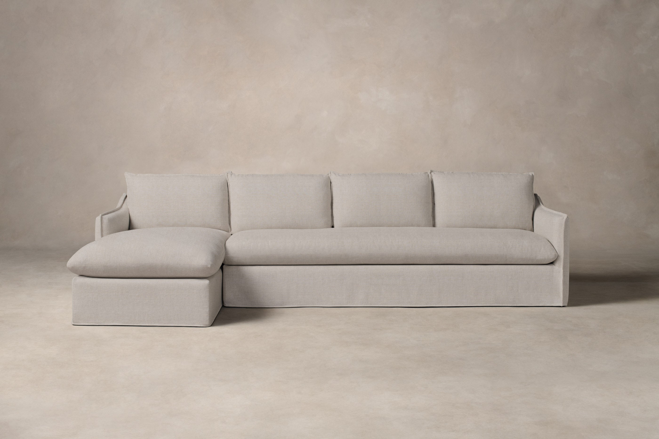 Premium Performance Linen Weave Cloud Dune Sectional Sofa - Modern Comfortable Living Room Furniture for Home Theater & Family Gatherings