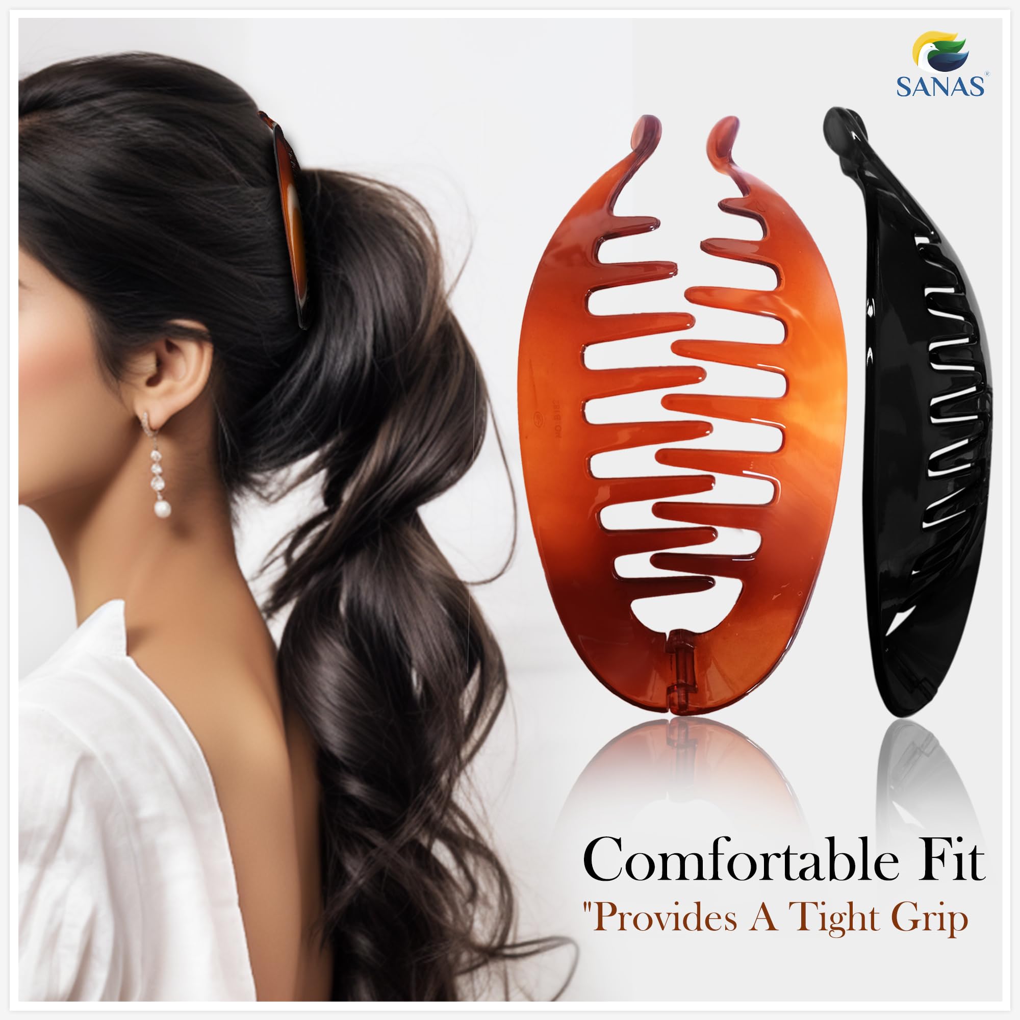 1Pc Large Jumbo Fishtail Banana Hair Clip - Acrylic Self-Locking Hair Accessory for Women & Girls (Korean Made, No Metal) - Perfect for School, Work, Parties & Everyday Styling