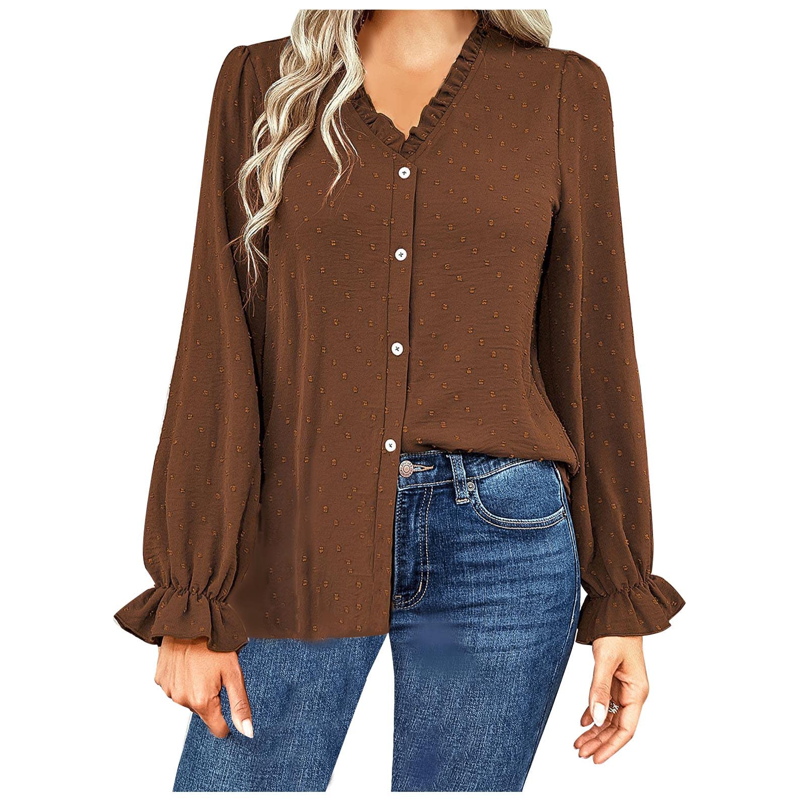 Women's Long Sleeve Blouse - Sexy Pullover Tops for Casual & Boho Style | Perfect for Going Out, Teaching, and Fall Season | Office Wear & Date Night Outfits