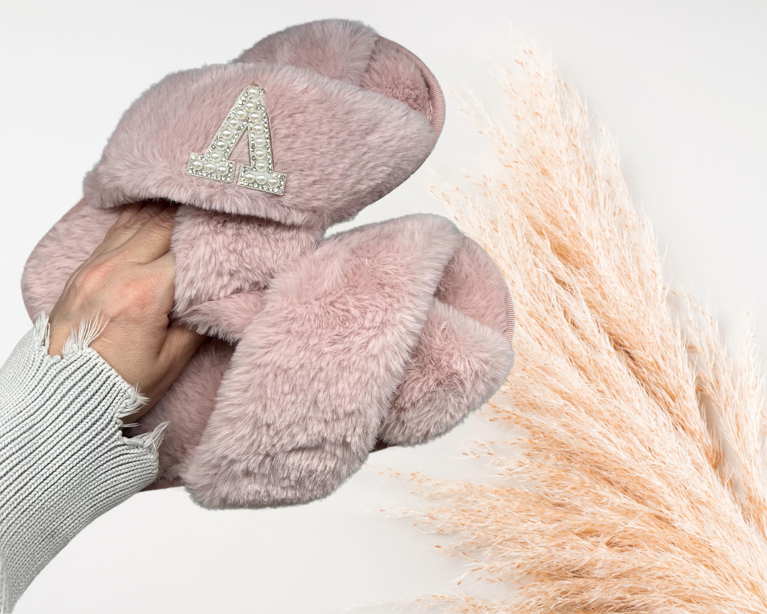 Personalized Fluffy Slippers for Women - Custom Christmas Gifts for Mom, Girlfriend & Bridesmaids - Cozy Bridal Party Slippers with Gift Box - Perfect for Holidays, Weddings & Relaxing at Home