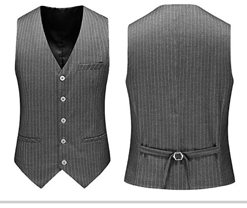 Men's 3-Piece Pinstripe Suit Set - Single Button Tuxedo Jacket with Matching Pants & Vest | Formal Business Attire, Wedding & Special Occasion Outfit