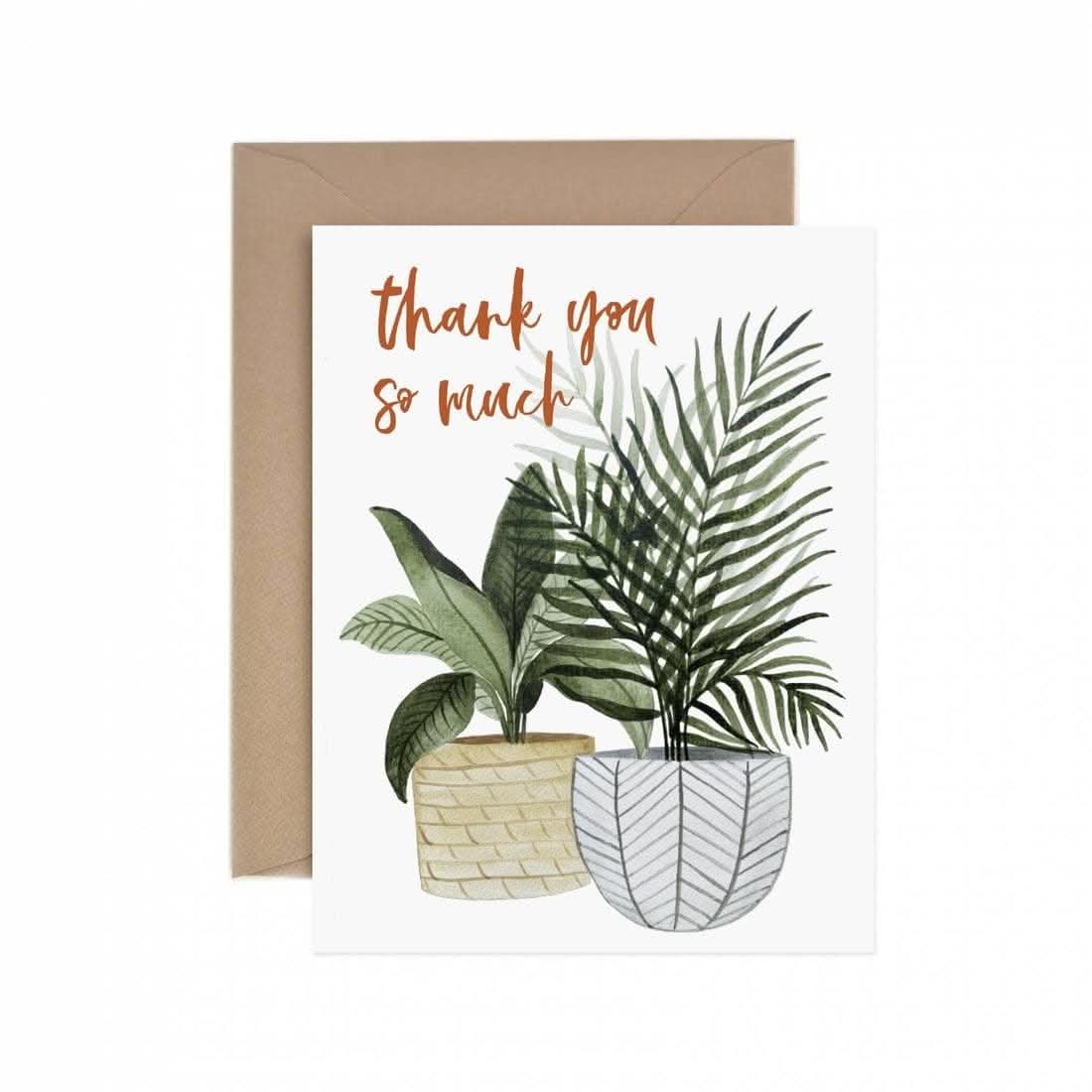 Thank You So Much Potted Plant Greeting Card - Elegant Floral Thank You Card for Friends, Family & Coworkers - Perfect for Birthdays, Anniversaries & Appreciation Gifts