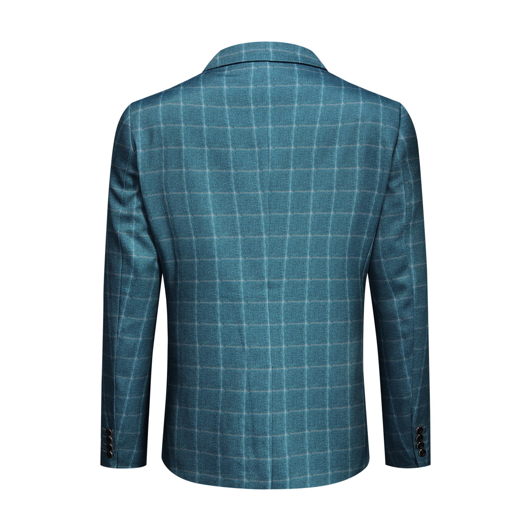 3 Piece Slim Fit Blue Plaid Modern Suit for Men - Business & Wedding Formal Attire - Office, Prom, Special Occasions