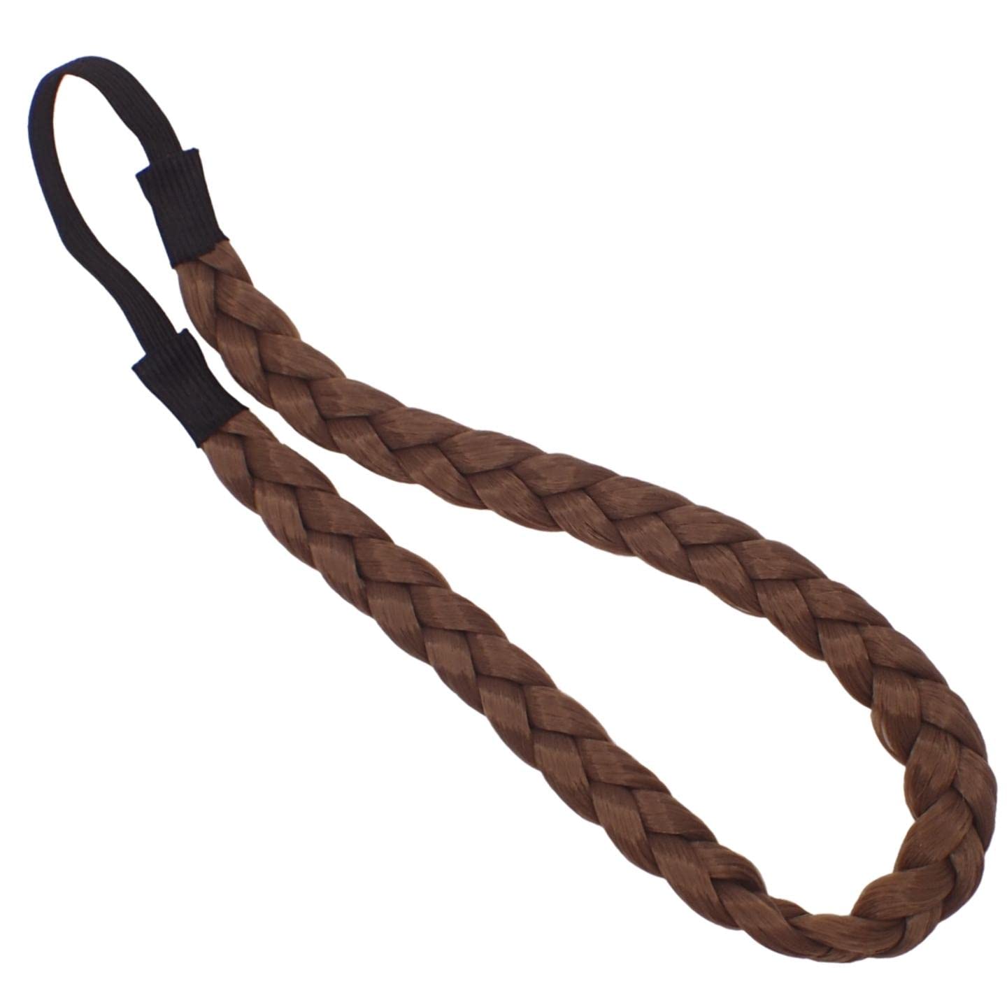 Natural Elastic Headbands for Women & Girls - School & Work Hair Accessories - Brunette Braid for Styling
