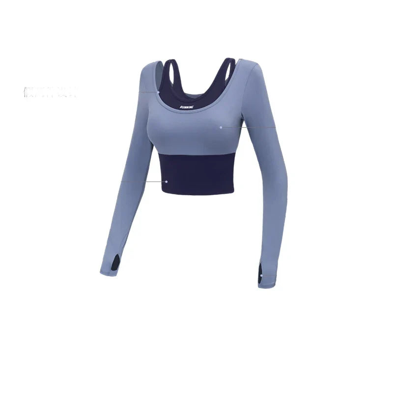Women's High Waist Yoga Set - Long Sleeve Fitness Vest with Pads & Sports Leggings Bra - Autumn Winter Workout Outfit for Gym, Running & Yoga