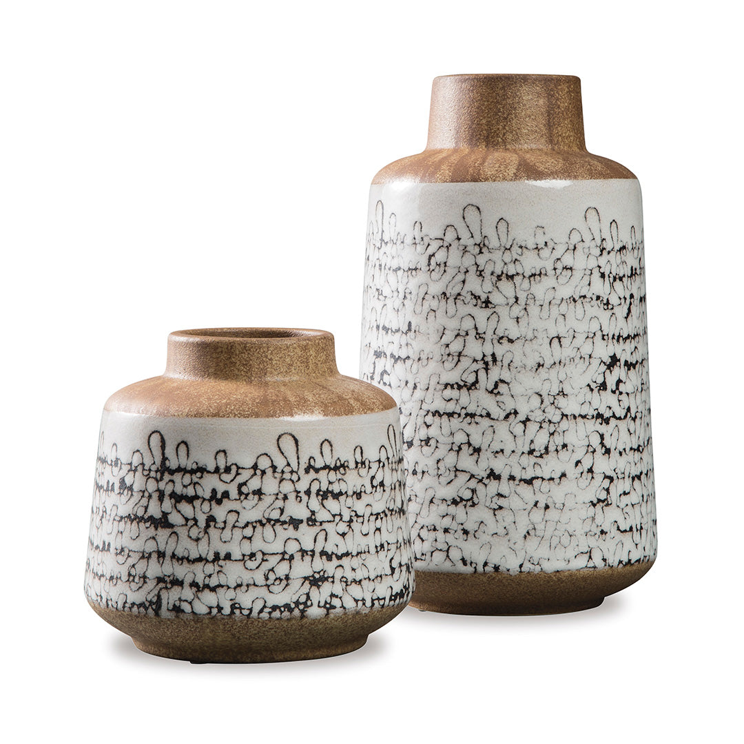 Elegant Meghan Vases Set of 2 - Modern Home Decor for Living Room, Dining Table & Wedding Centerpieces - Handcrafted Ceramic Flower Vases for Fresh or Artificial Floral Arrangements