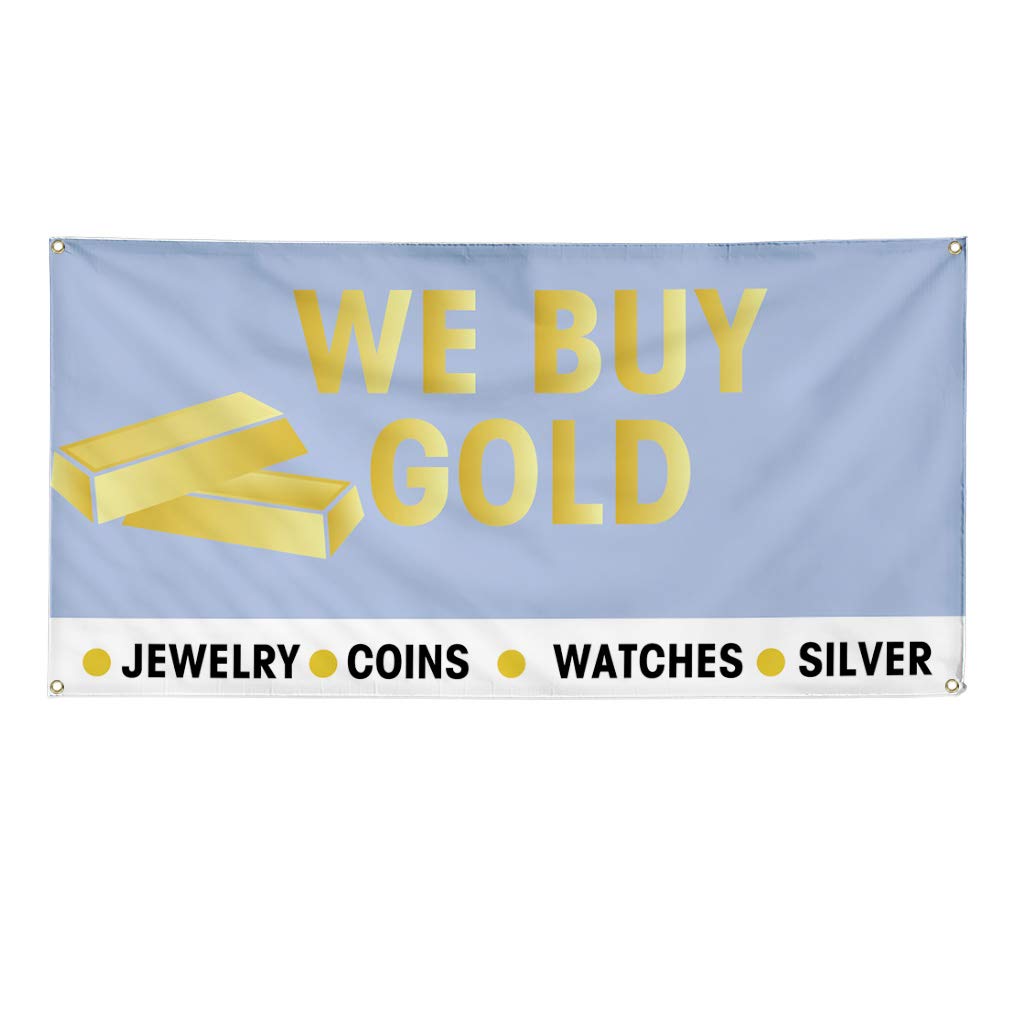 Custom Vinyl Banners 48x96 Inches - Weatherproof Outdoor Business Signs with 8 Grommets (Multiple Sizes Available) - Perfect for Jewelry Stores, Pawn Shops, Yard Sales & Industrial Advertising
