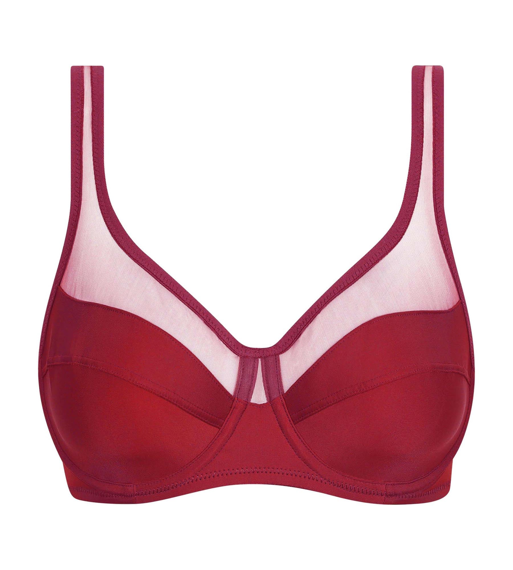 Push Up Microfiber & Tulle Lace Bra - Coquelicot Dim Generous for Everyday Comfort & Special Occasions