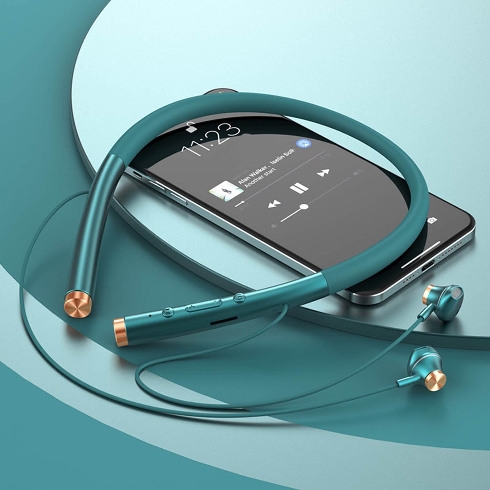 Wireless Bluetooth Sports Earphones - High Power Neckband Stereo Earbuds with Bone Conduction Technology | 30-Hour Battery Life, Foldable Design for Running, Gym Workouts, Travel & Outdoor Activities (Green)