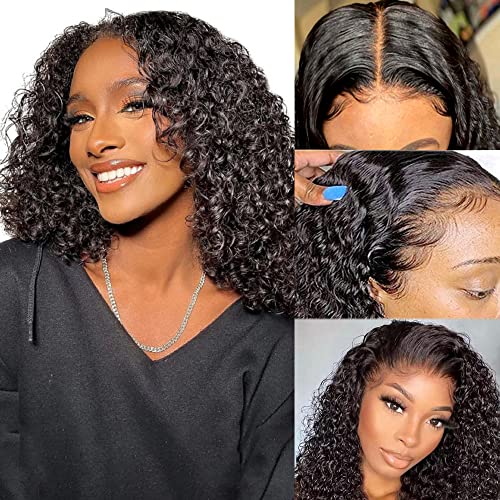 TESLAL 13x5x2 Lace Front Wigs Human Hair - Pre Plucked Water Wave Wig with Baby Hair & 150% Middle Part Lace Closure - 18 Inch Natural Black Women Wigs for Daily Wear, Parties & Special Occasions