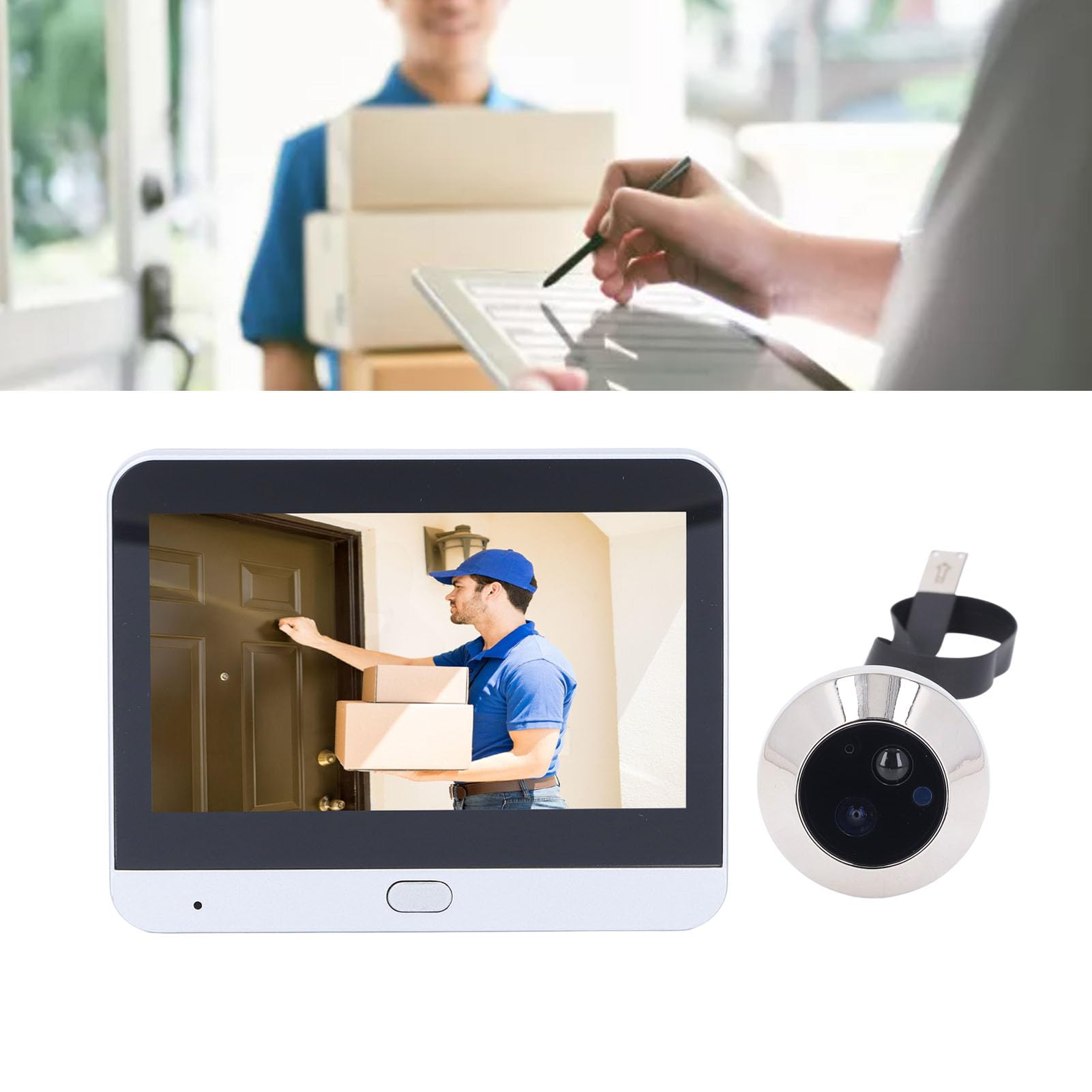 Yunseity 3MP 1080P Smart Video Door Peephole Camera with PIR Motion Detection & Night Vision - 4.3inch Visual Door Viewer for Apartments - Monitor Visitors & Enhance Home Security (Ideal for Front Doors, Rental Units & Smart Homes)