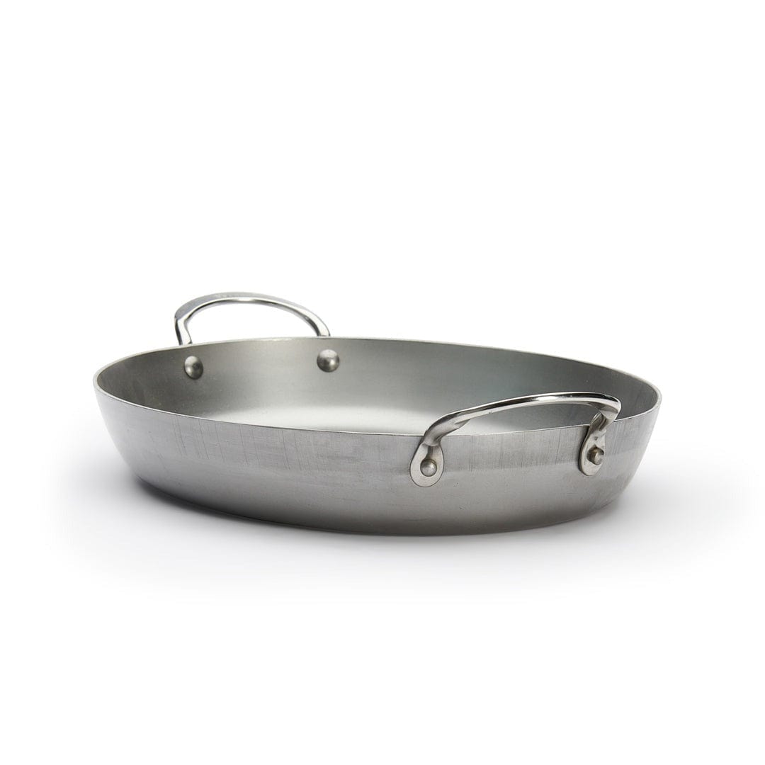 Premium de Buyer Mineral B Carbon Steel Oval Roasting Pan - 14 Inch Professional Oven Cookware for Turkey, Chicken, Roasts - Perfect for Holiday Dinners & Family Gatherings