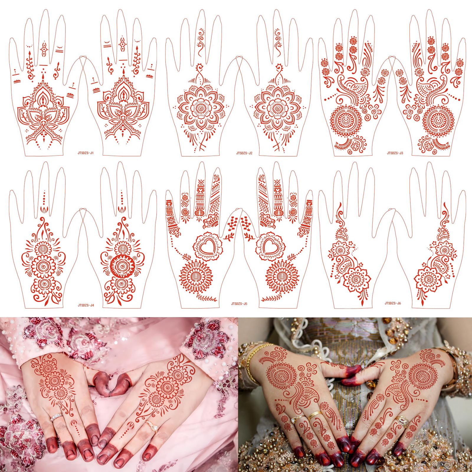 Waterproof Brown Henna Tattoo Stickers for Women - Temporary Hand Tattoos for Weddings, Parties & Festivals | Perfect for Body Art, DIY Decorations & Special Occasions