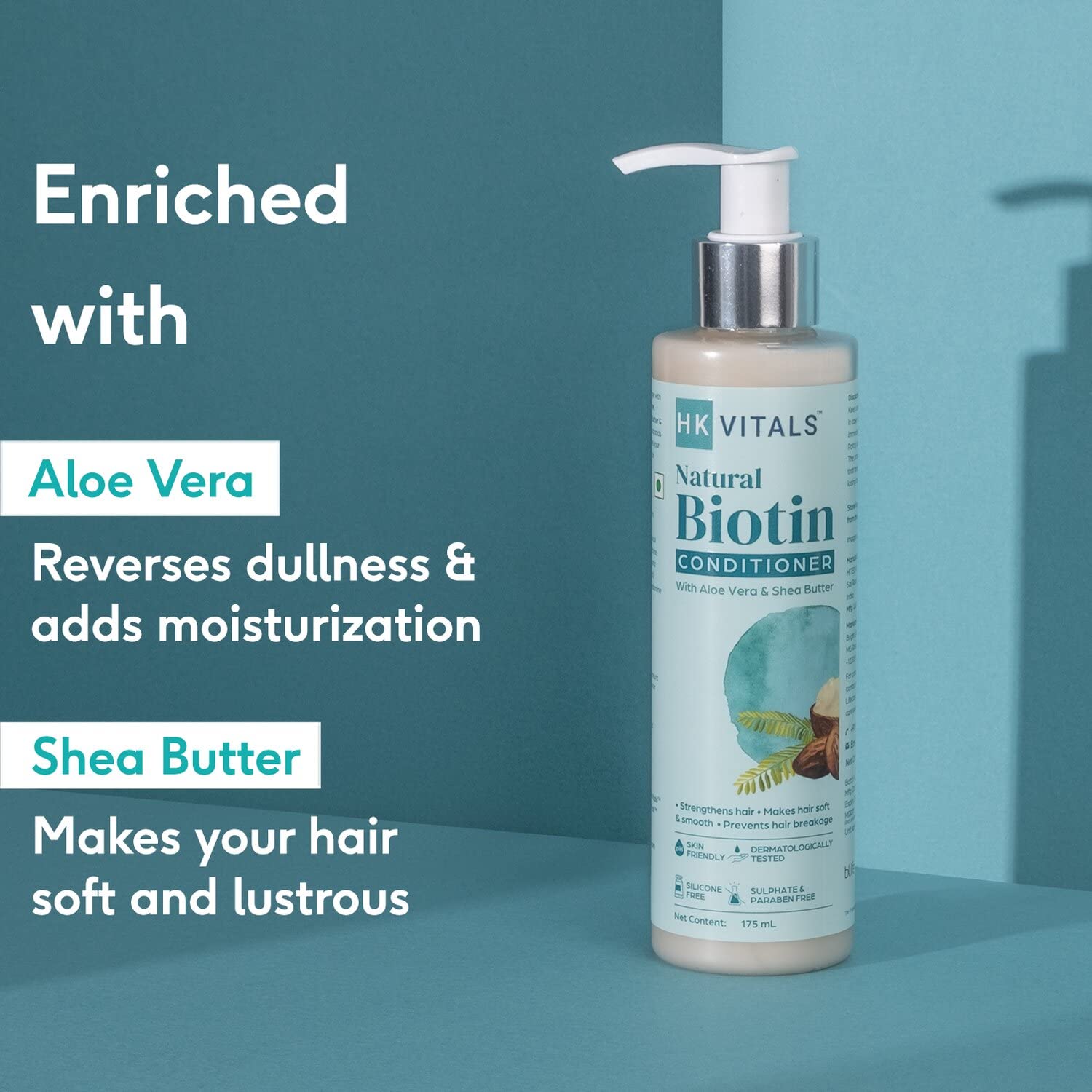 HK VITALS by HealthKart Biotin Anti Hair Fall Conditioner for Women & Men (175ml) - With Aloe Vera & Shea Butter - Strengthens Dry & Frizzy Hair, Prevents Breakage - Perfect for Daily Hair Care & Damaged Hair Repair