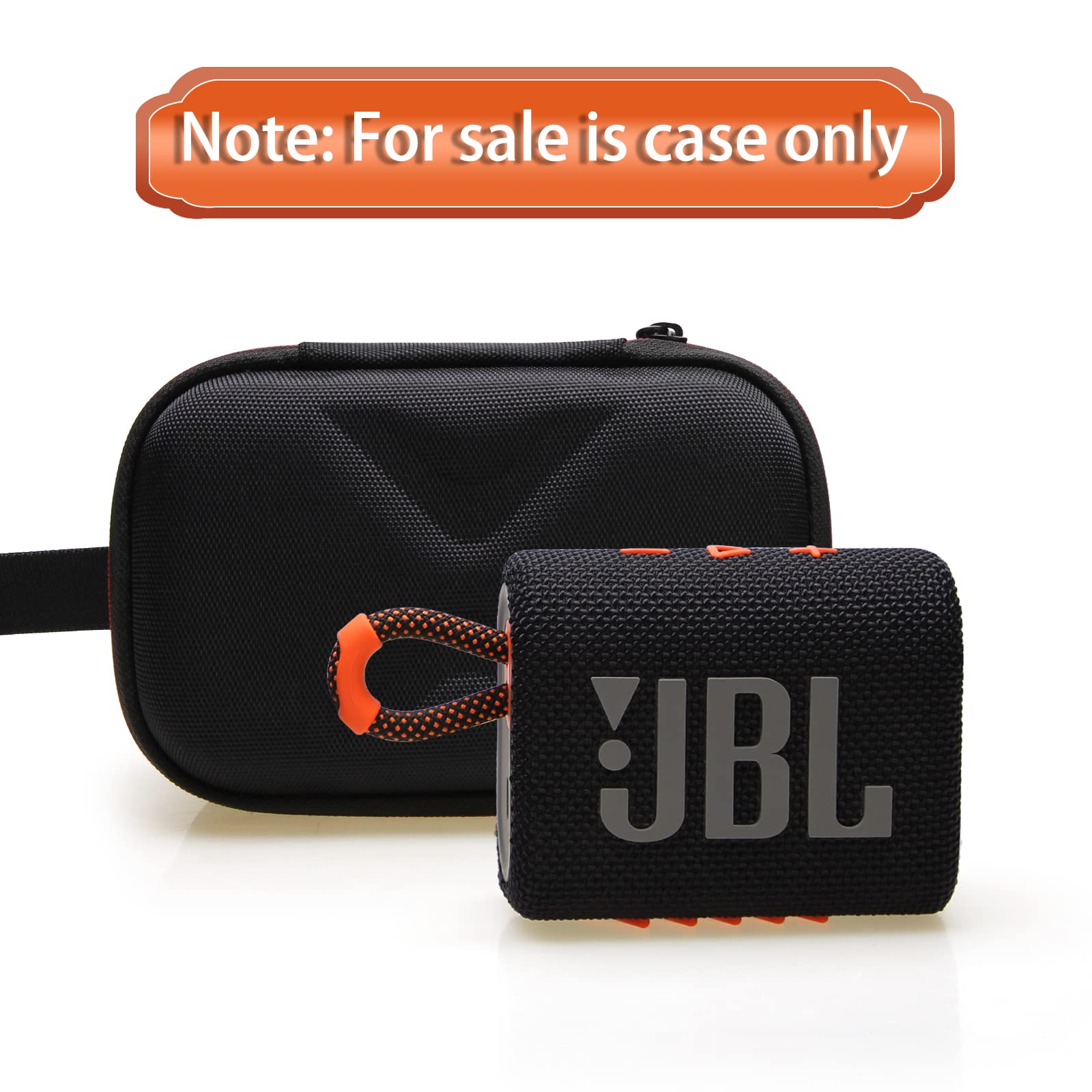 LTGEM Protective Case for JBL Go 3 Portable Bluetooth Speaker - Shockproof Cover with Carabiner Clip - Perfect for Travel, Hiking, Beach & Outdoor Adventures (Black)