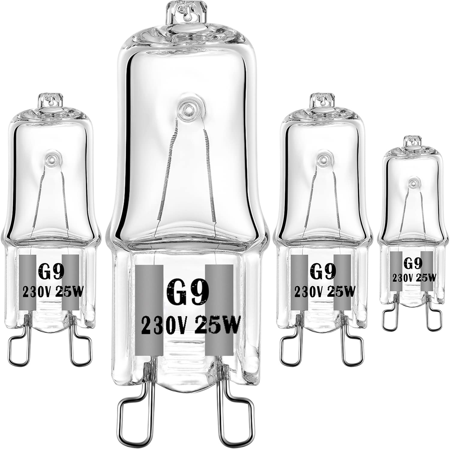 EKSAVE 4-Pack G9 Halogen Bulbs 25W 230V - Oven & Microwave Replacement Bulbs, 370lm, 300°C Heat Resistant - Perfect for Baking, Cooking & Wax Melting