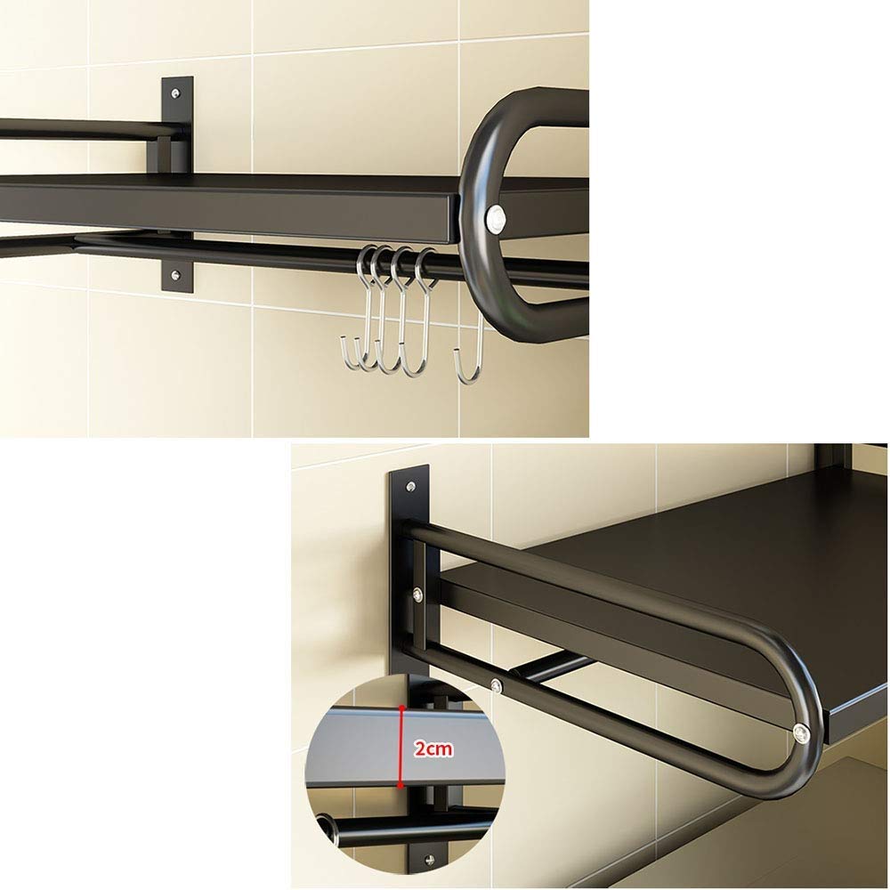 OQHAIR Wall Mounted Kitchen Pot and Pan Rack with Hooks - Matte Black - Space Saving Organizer for Pots, Pans, and Utensils - Perfect for Small Kitchens, RVs, and Apartments