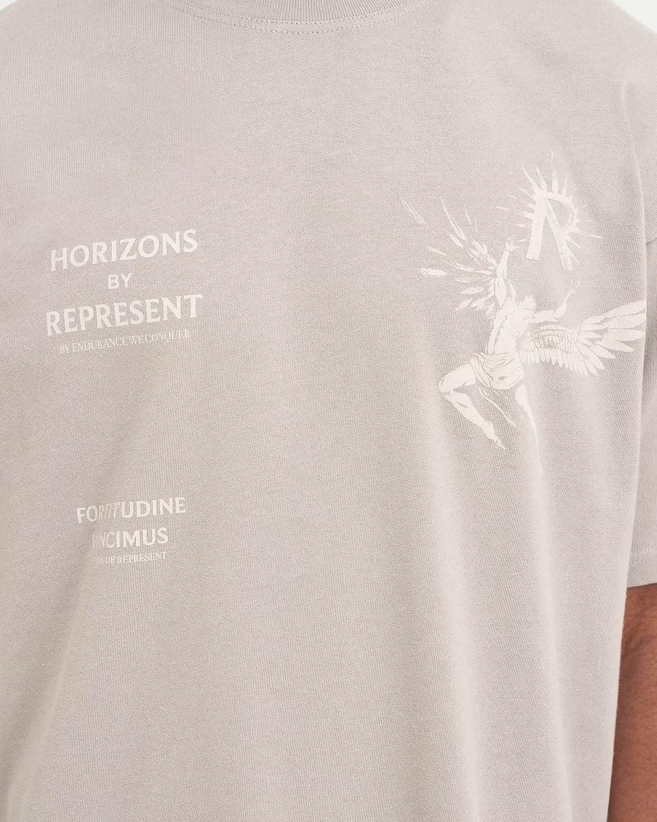 Represent MLM467 476 Icarus Graphic T-Shirt for Men - Soft Cotton Vintage Tee in Taupe | Casual Streetwear, Everyday Comfort