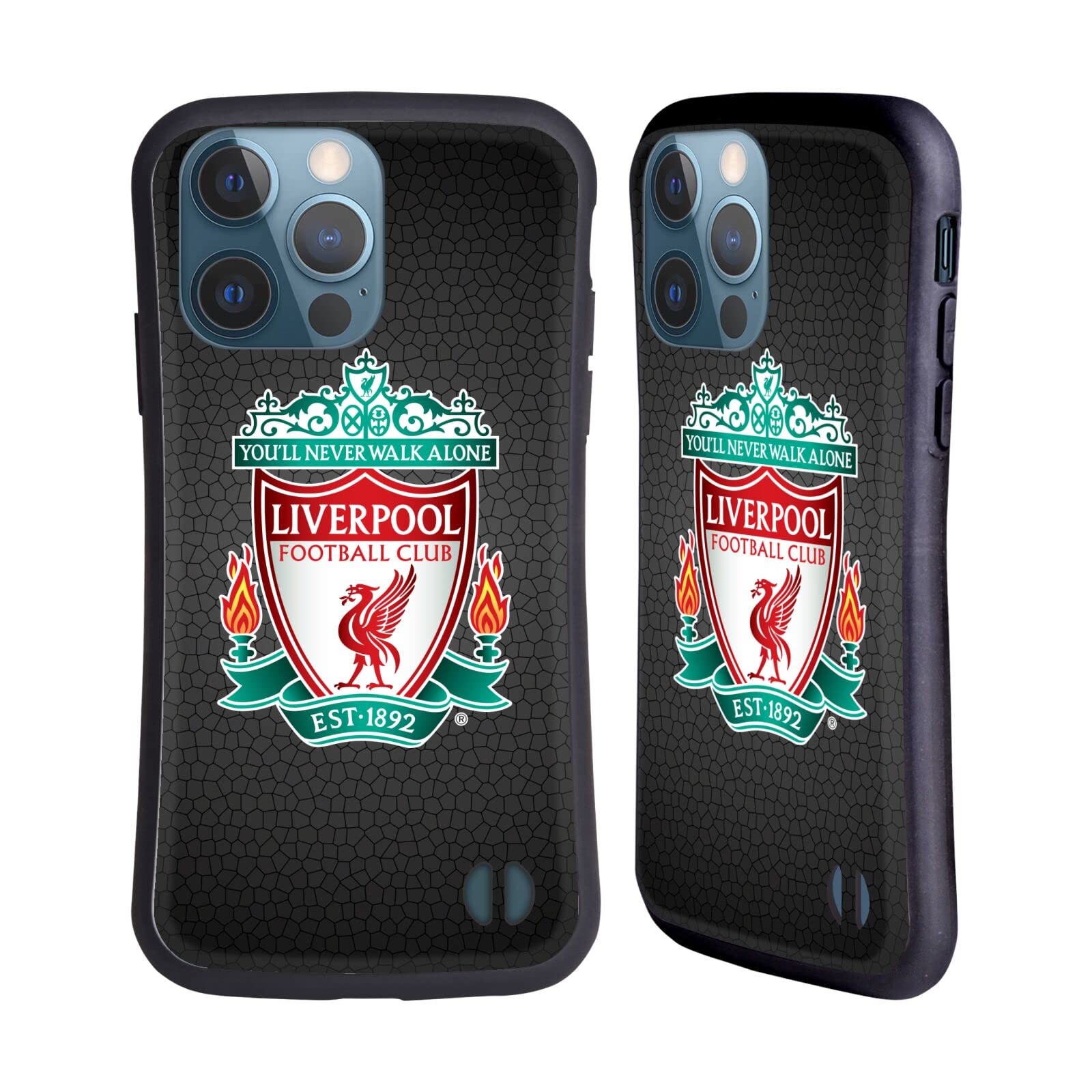 Head Case Designs Liverpool FC Black Pixel Hybrid iPhone 13 Pro Case - Officially Licensed Football Phone Cover for Work & Travel