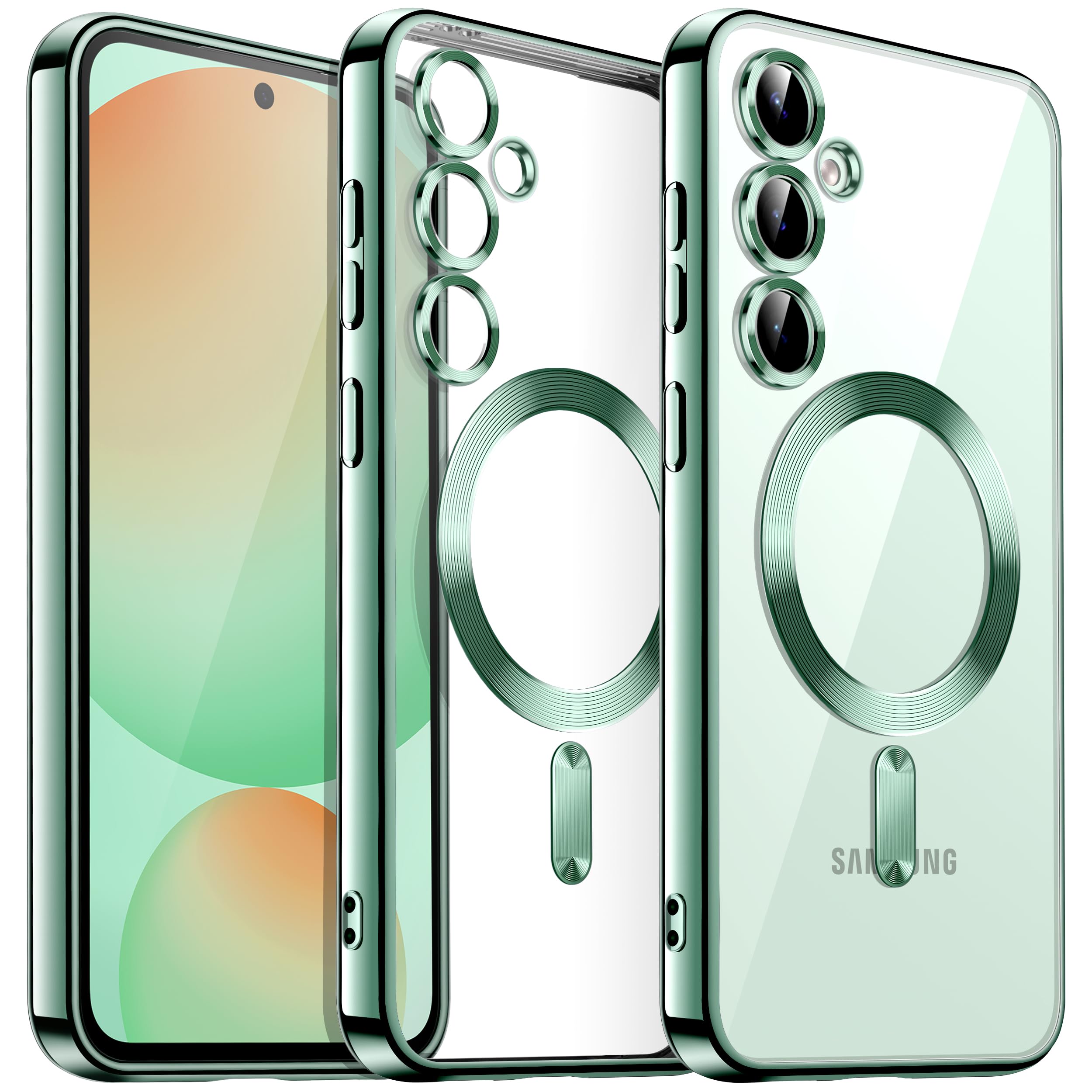 JETech Soft Clear Case for Samsung Galaxy S24 FE - Shockproof TPU Phone Cover with Full Camera Protection & MagSafe Wireless Charging | Mint Green | Perfect for Daily Use, Travel & Outdoor Activities