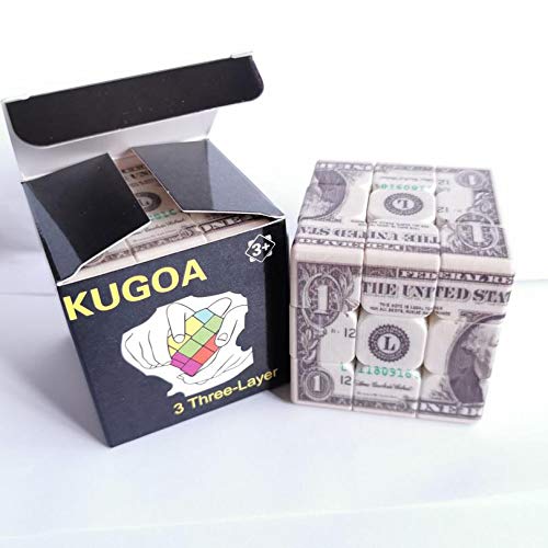 3x3 Speed Cube with Dollar Bill Design - Magic Cube Puzzle for IQ Games & Brain Training - Stress Relief Toy for Teens & Adults (5.6cm/2.2