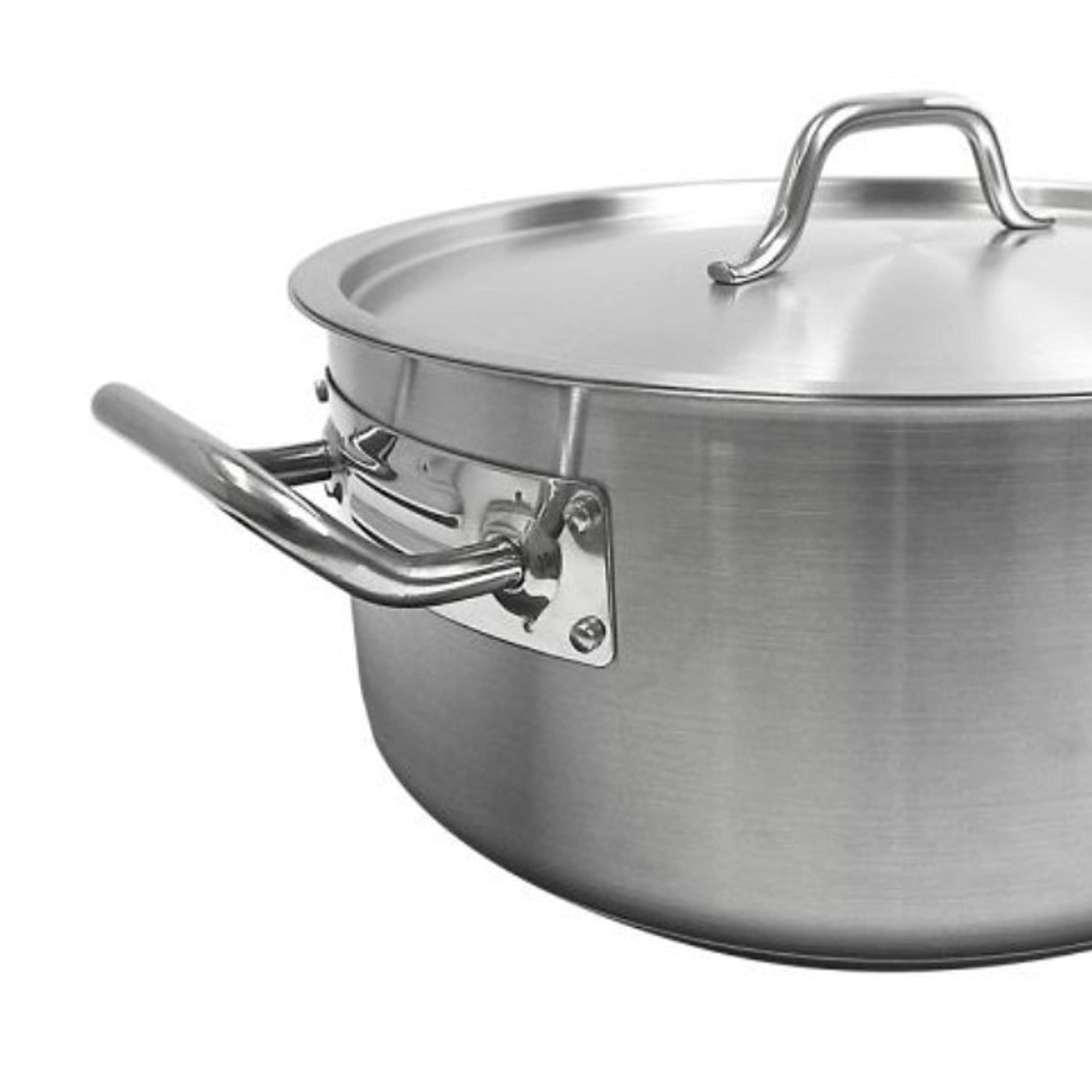 TrueCraftware 15 Quart Stainless Steel Braiser Pot with Encapsulated Base & Lid - Heavy Duty Oven Safe Cookware for Soups, Stews, Meat Roasting & Bread Baking - Dishwasher Safe & NSF Certified - Perfect for Home Chefs & Professional Kitchens