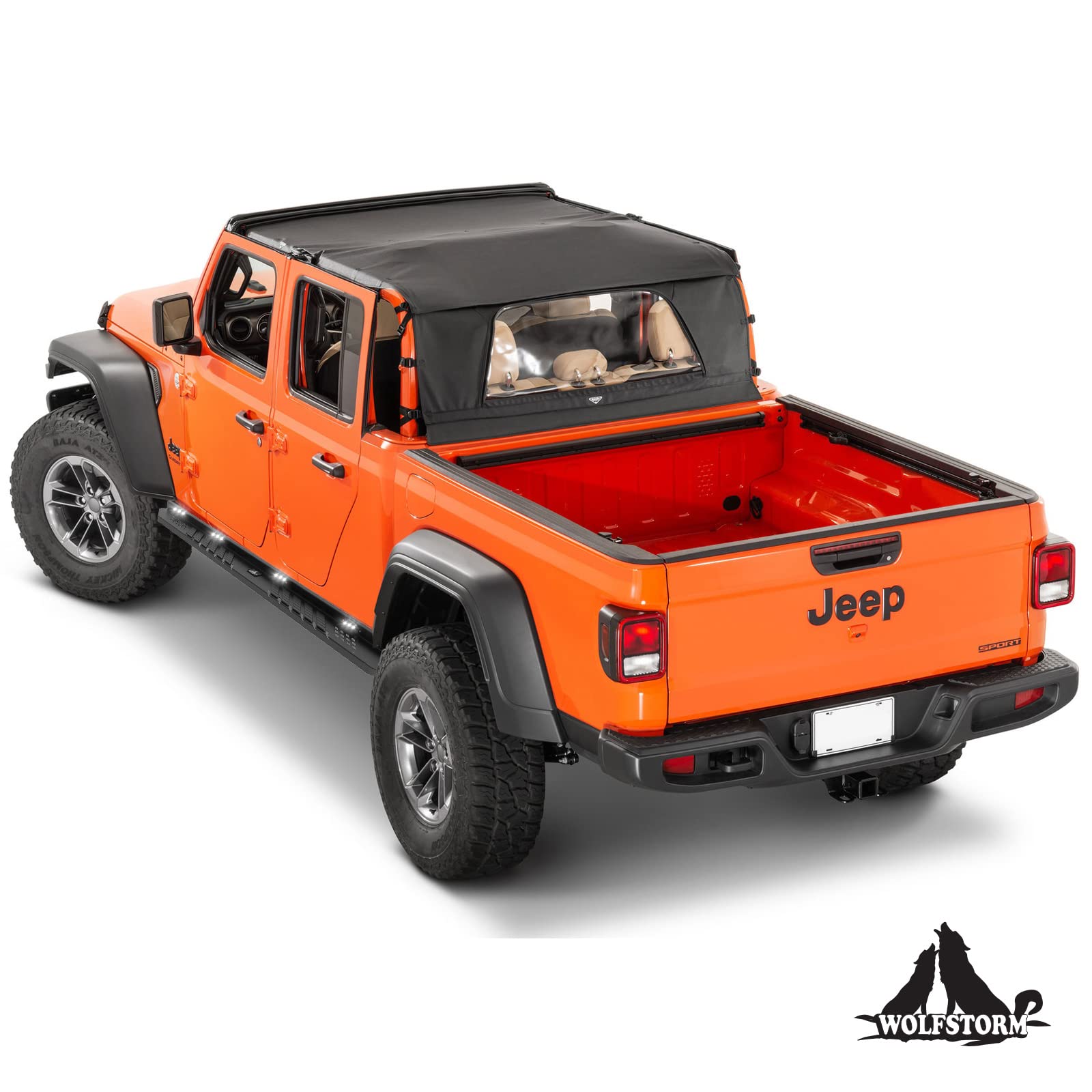 WOLFSTORM Alloy Steel Running Boards with LED Lights for 2019-2022 Jeep Gladiator JT 4 Door - Side Step Nerf Bars Replacement Accessories - Perfect for Off-Roading, Daily Driving & Truck Customization