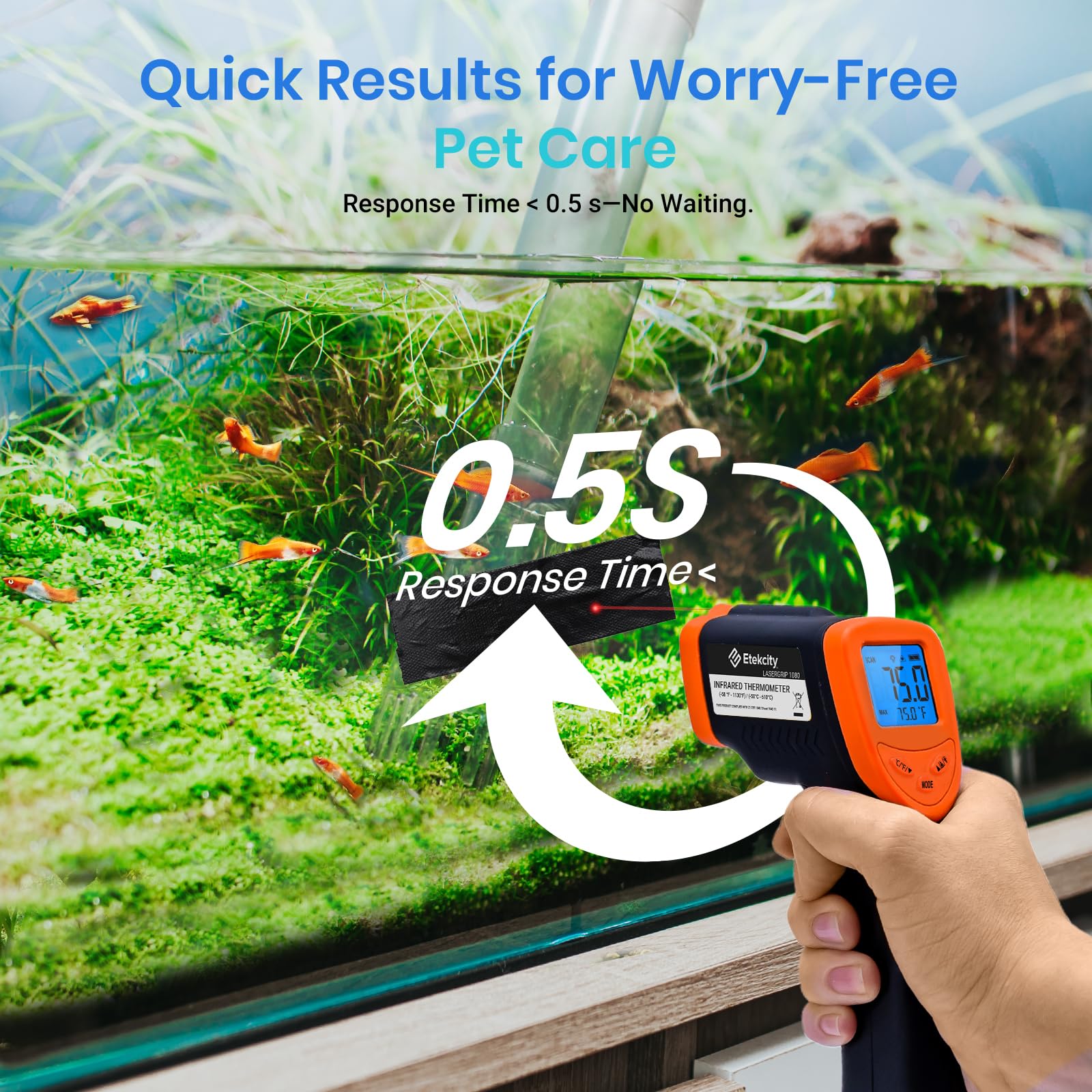 Etekcity Digital Infrared Thermometer Gun -58°F to 1130°F, Non-Contact Laser Temperature Gun for Cooking, HVAC, Automotive & Industrial Use, Fast & Accurate IR Temp Gun for Grilling Meat, Pizza Oven, Engine, Home & Kitchen Appliances (Orange) - Perfect for BBQ, Baking, HVAC Maintenance & DIY Projects