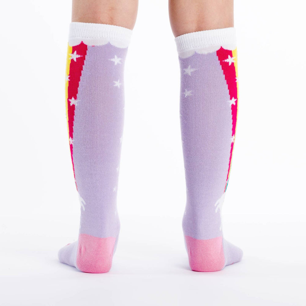 Rainbow Blast Knee High Socks for Teens - Fun Colorful Crew Socks for School, Cosplay & Everyday Wear