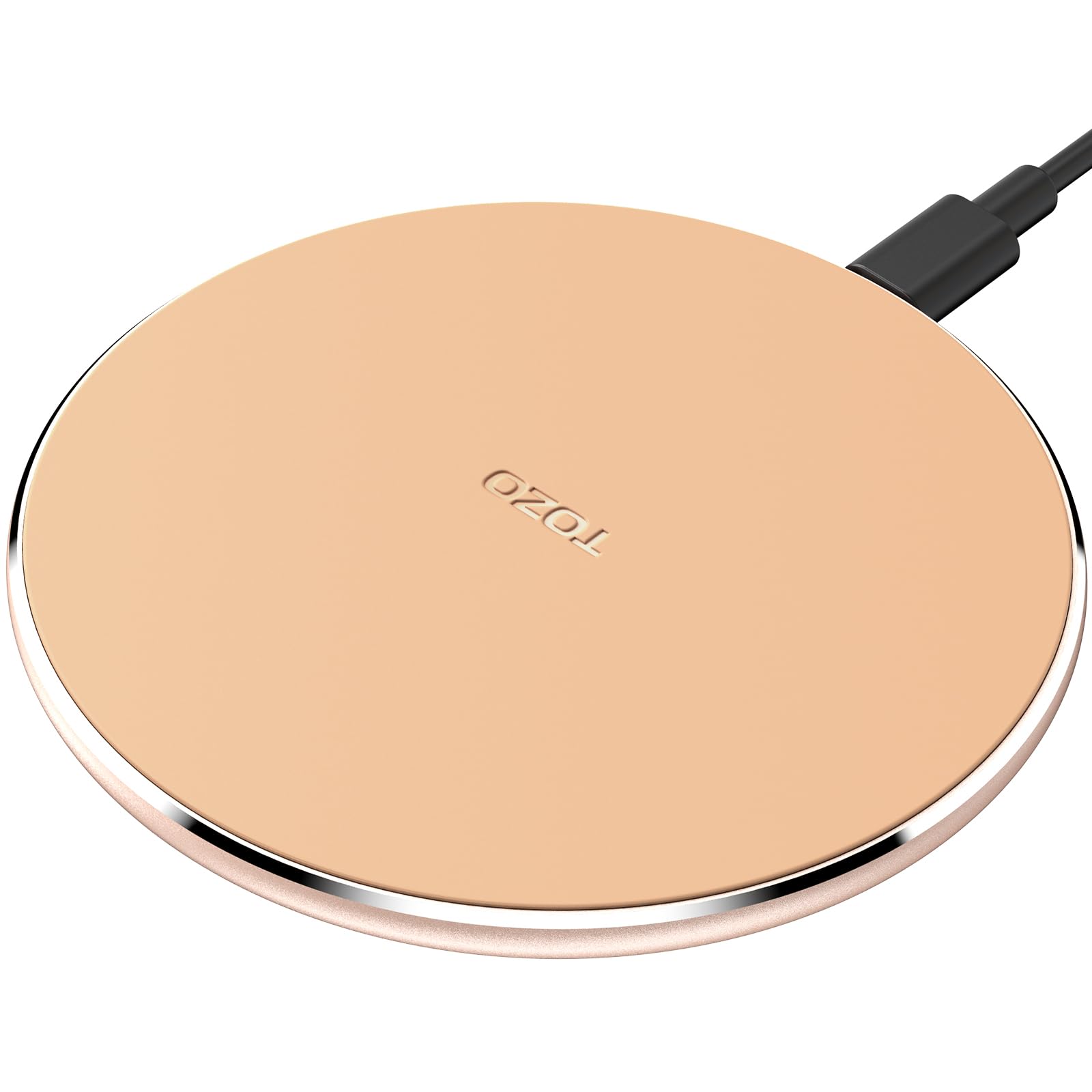 TOZO 2025 Upgraded 15W Max Fast Wireless Charging Pad - Compatible with iPhone 16/16 Plus/16 Pro Max/15/14/13/SE/12 & Samsung Galaxy S24/S23/S22 Series - Qi-Certified Charger for Bedside, Office & Car (Champagne, No AC Adapter Included)
