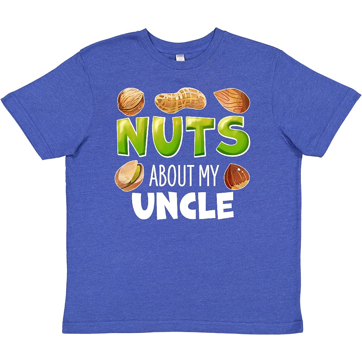 Inktastic Nuts About My Uncle Peanut Almond Pistachio Graphic Youth T-Shirt - Funny Family Gift for Kids & Teens - Perfect for Birthdays, Reunions & Casual Wear