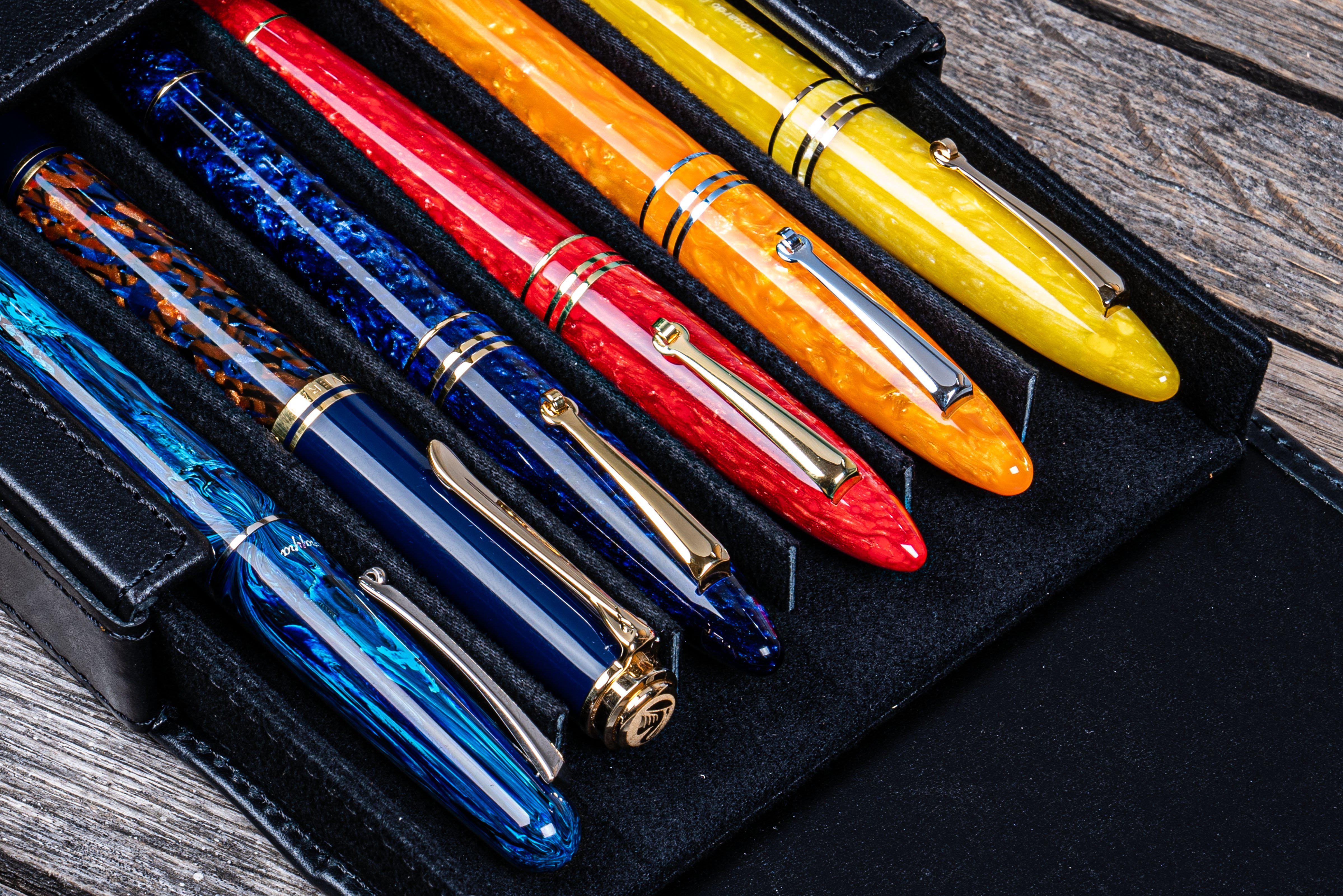 Premium Leather Magnum Opus 6-Slot Hard Pen Case with Removable Tray - Black | Luxury Pen Storage for Fountain Pens, Ballpoints & Calligraphy Tools | Perfect for Office, School & Travel Organization