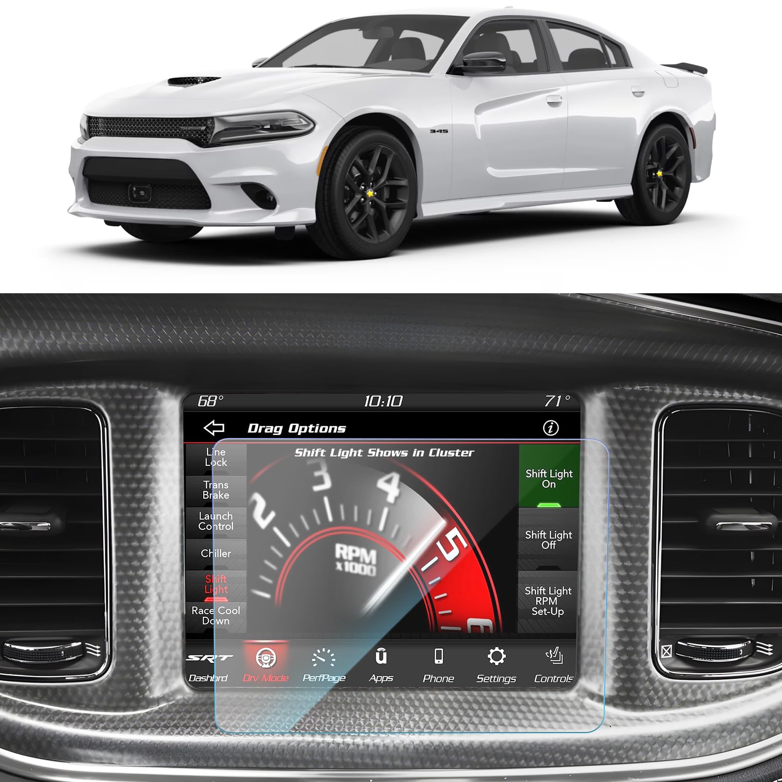 SKTU Tempered Glass Screen Protector for 2011-2023 Dodge Charger Uconnect 8.4