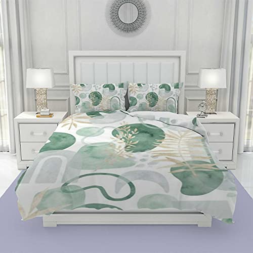 Watercolor Modern Green Geometric With Gold Leafs