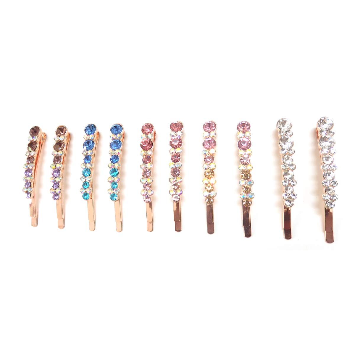 Vintage Colorful Diamond Hair Bobby Pins - 10pcs Metallic Barrettes Hair Clips for Women & Girls | Retro Hair Accessories for Parties, Weddings & Everyday Styling