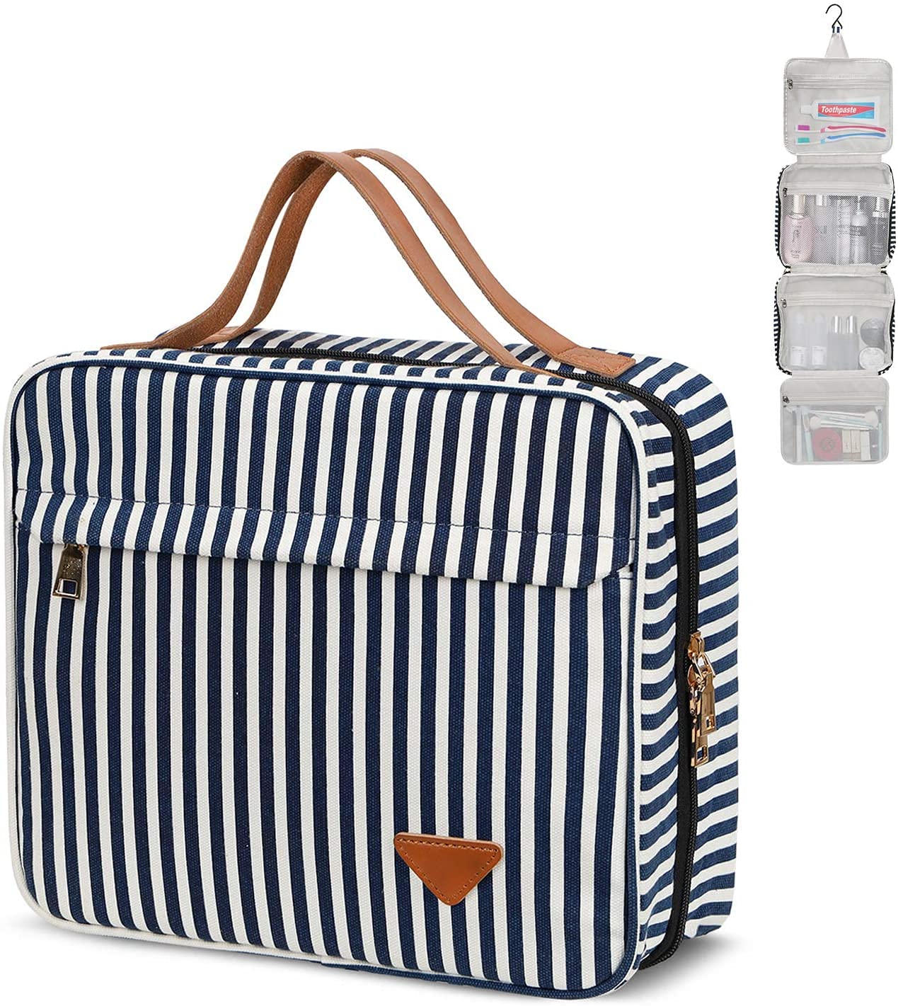 Waterproof Hanging Toiletry & Makeup Bag for Travel - Portable Cosmetic Organizer with Hook for Bathroom, Shower, Gym - Ideal Gift for Women & Girls (Great for Weekend Trips, Camping & College Dorm Use)
