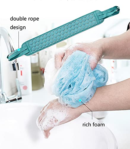 SHOPPOFOBIX 3-in-1 Bath & Shower Scrubber Set - Exfoliating Back Scrubber, Deep Cleaning Gloves & Loofah Sponge for Smooth Skin | Perfect for Body Scrubbing, Dead Skin Removal & Spa-Like Shower Experience