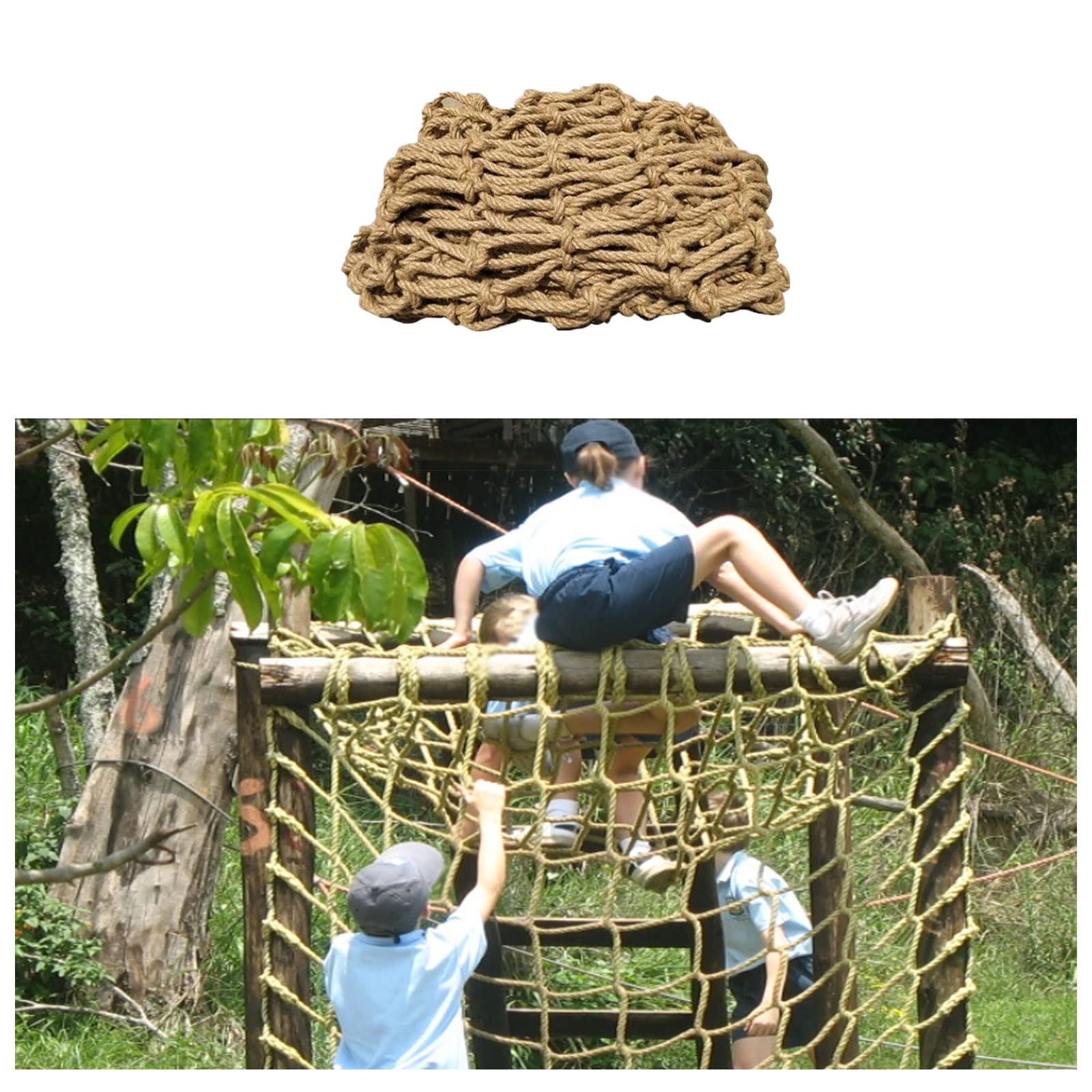 Heavy Duty Climbing Net for Kids Playground - 2x10m(7x33ft) Safety Rope Netting for Outdoor Play, Cargo Ladder, Trailer & Balcony Protection - Durable Fence & Stair Banister Net for Home & School Use