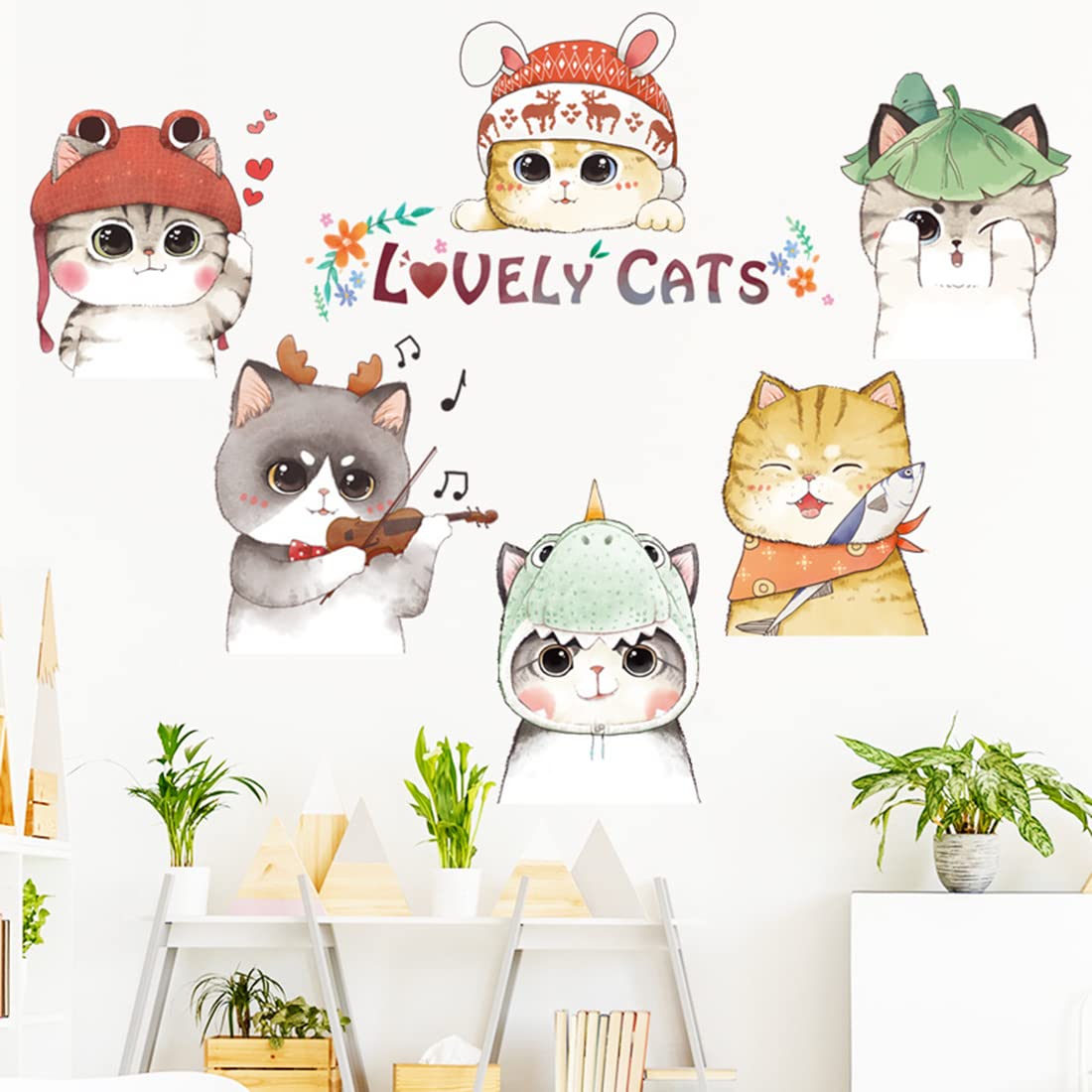 BuerHomie Cat Wall Stickers - Self-Adhesive Removable Decals for Living Room, Bedroom, Nursery - Peel and Stick Wall Art Murals for Home Decor
