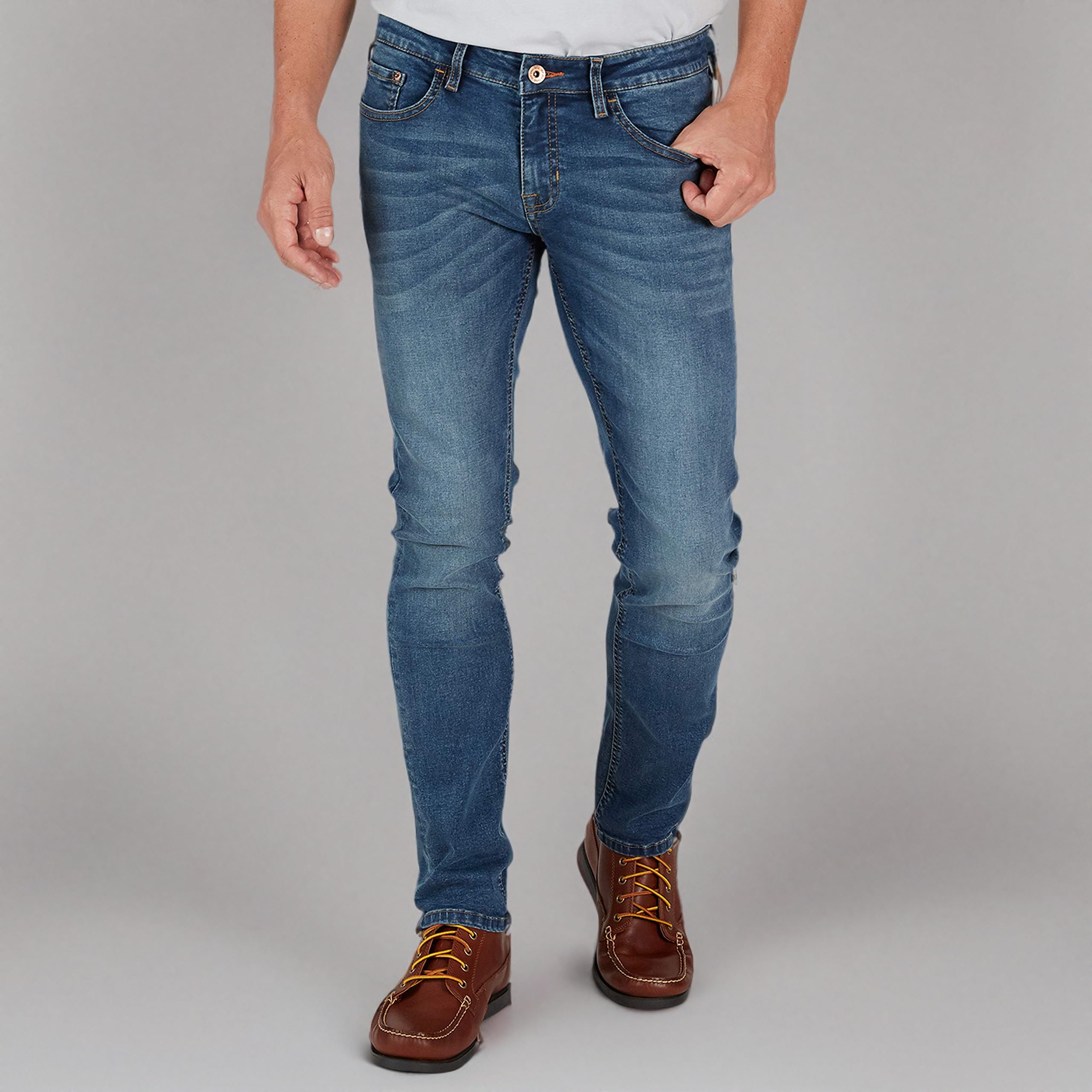 Vintage Men's Weatherproof Jeans | Super-Soft Stretch Denim Pants | Slim Fit Blue & Black Jeans for Casual Wear & Outdoor Activities