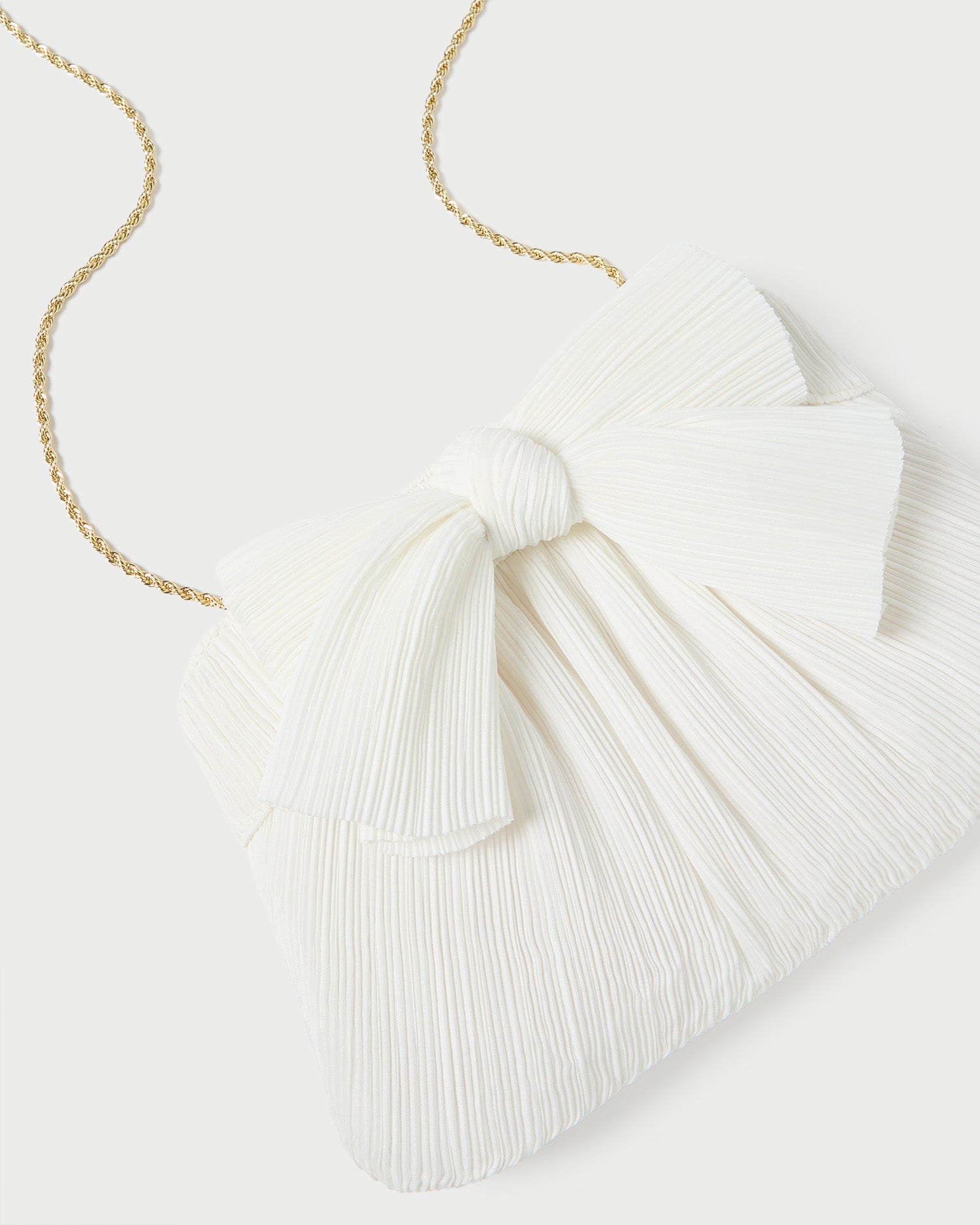 Rayne White Pleated Bow Clutch Bag for Women - Elegant Evening Clutch Purse for Parties, Weddings & Special Occasions