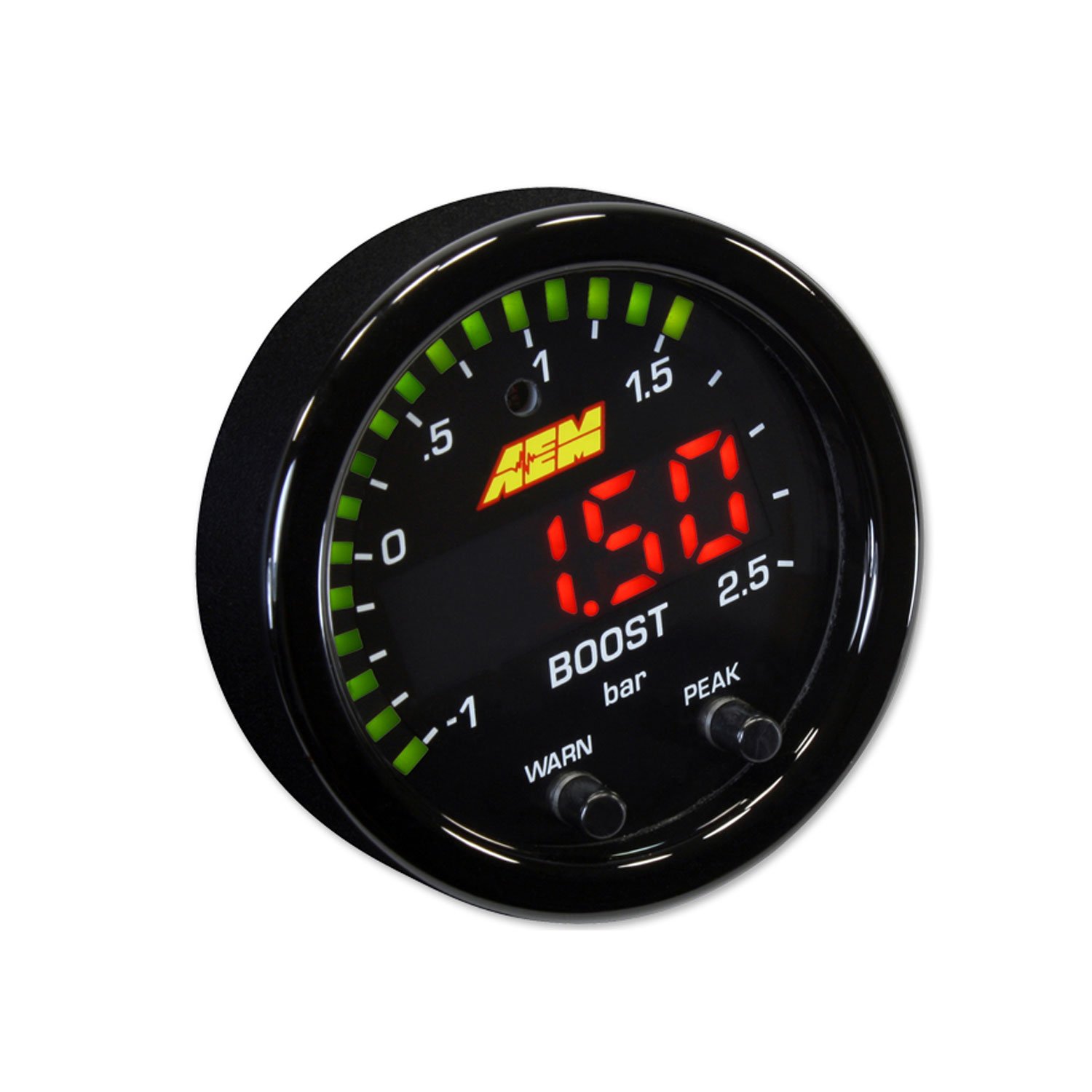 AEM 30-0306 X-Series Turbo Boost Pressure Gauge - 35 PSI with White Face Kit | Performance Monitoring for Turbocharged Vehicles | Perfect for Racing, Tuning & Engine Diagnostics