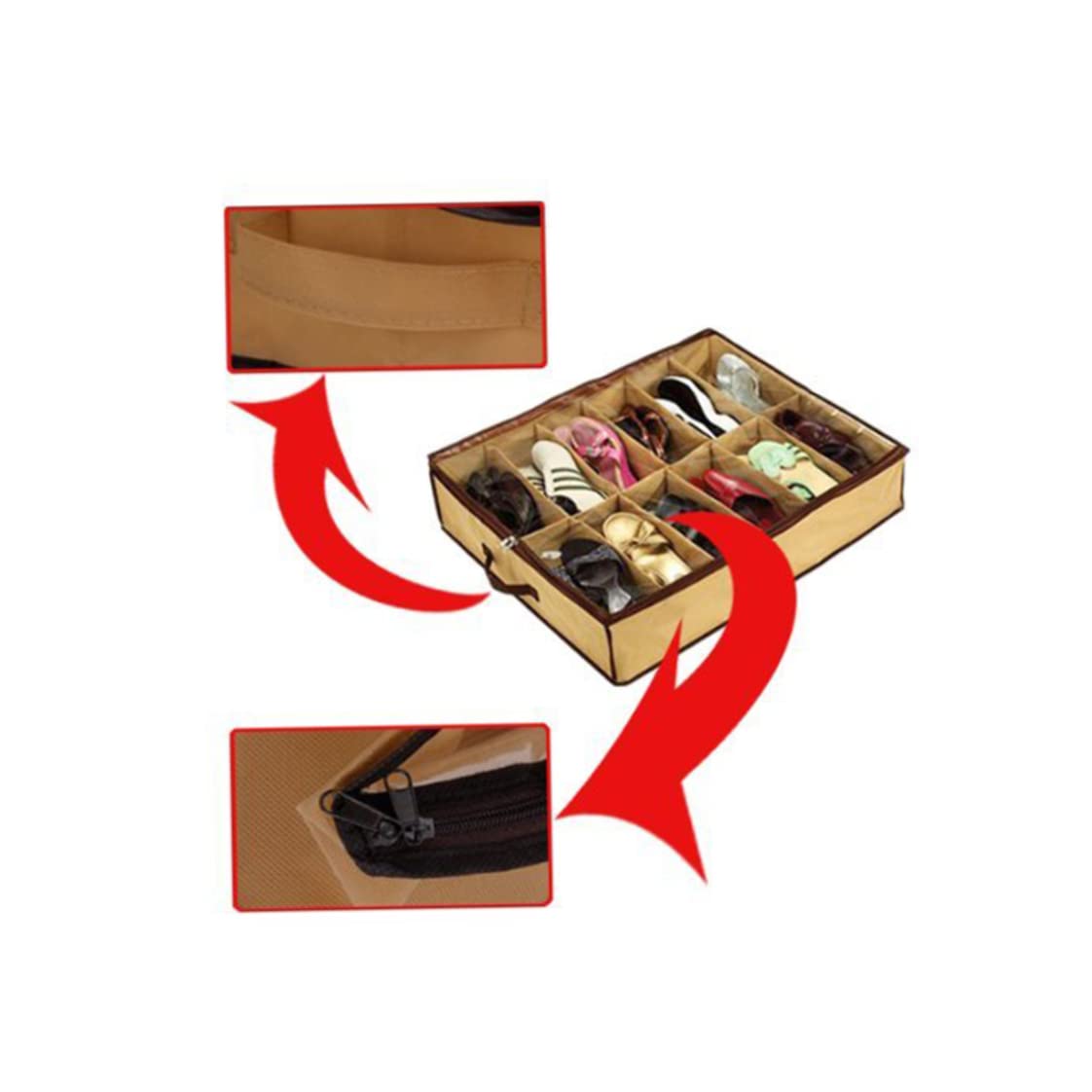 12 Pairs Under Bed Shoe Storage Organizer - Non-Woven Fabric Shoe Box for Closet Organization | Perfect for Small Spaces & Shoe Lovers