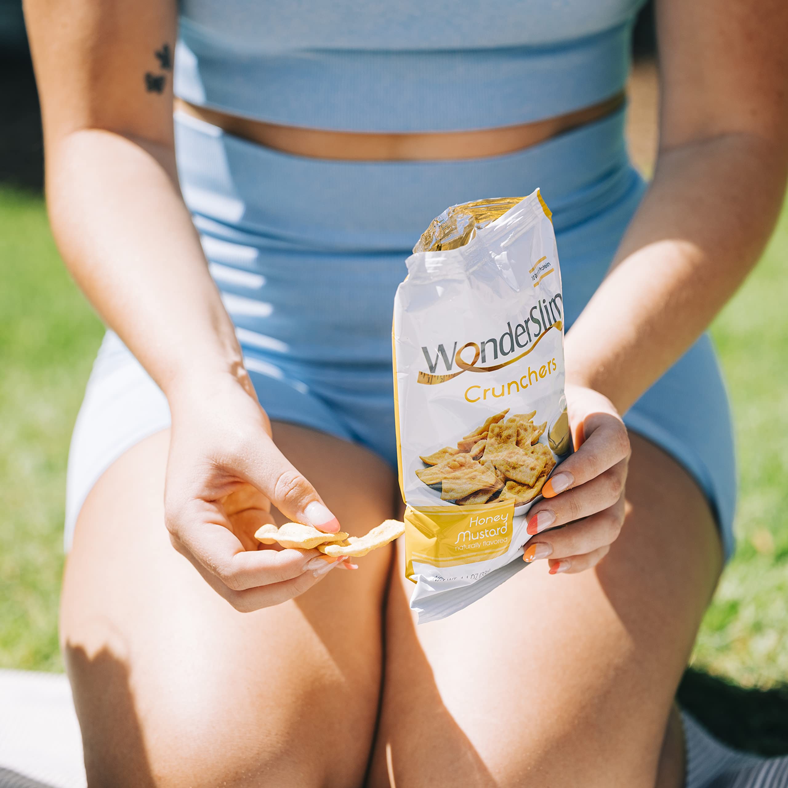 WonderSlim Protein Cracker Snack Chips - Honey Mustard Flavor, Low Fat Gluten Free Healthy Snacks (10 Count Pack) | Perfect for Keto Diet, Weight Loss & On-the-Go Nutrition