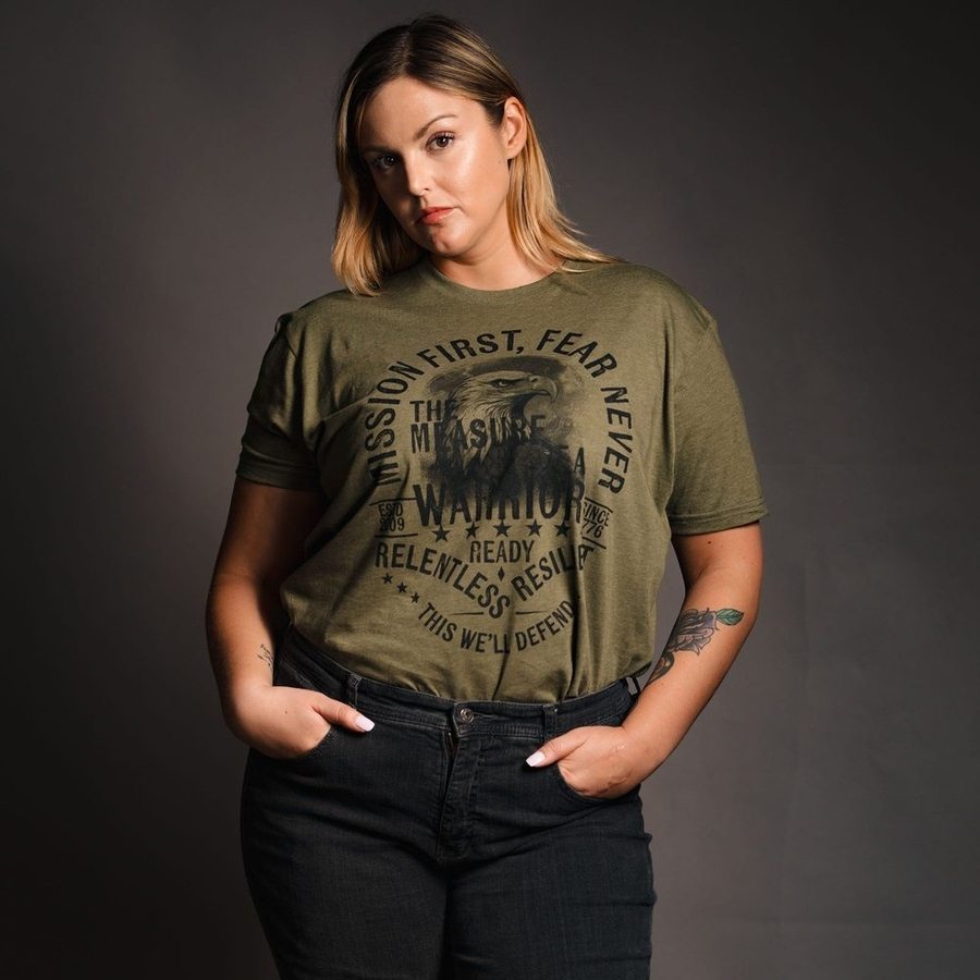 Women's Mission First Boyfriend Fit T-Shirt - Military Green | Casual Comfort Tee for Everyday Wear & Layering