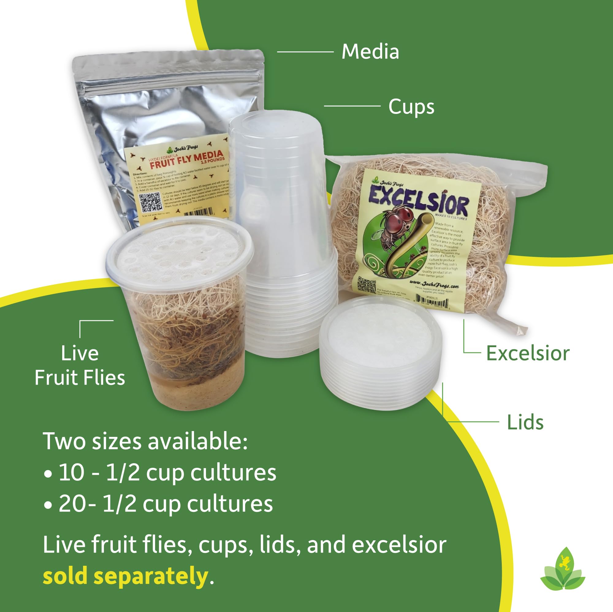 Josh's Frogs Premium HYDEI Fruit Fly Food Media - 3 lbs (2.7 Quarts) for 20 Fruit Fly Cultures | Ideal for Reptile & Amphibian Feeders, Pet Frog Food, and Science Lab Experiments