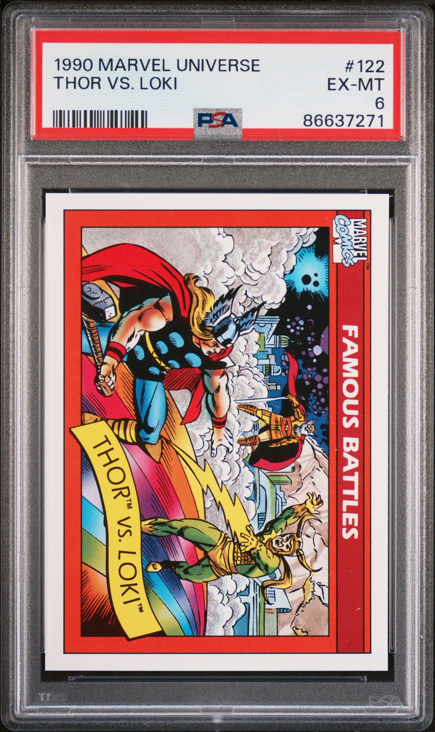 1990 Marvel Universe Thor vs Loki #122 PSA 6 Graded Comic - Collectible Superhero Battle for Display & Investment
