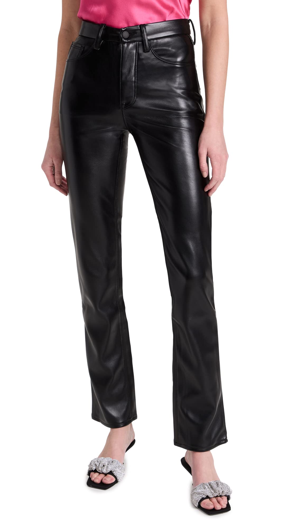 Good American Women's High Waist Leather Good Icon Jeans - Stylish & Comfortable Skinny Denim Pants for Casual Wear, Night Out & Office Outfits