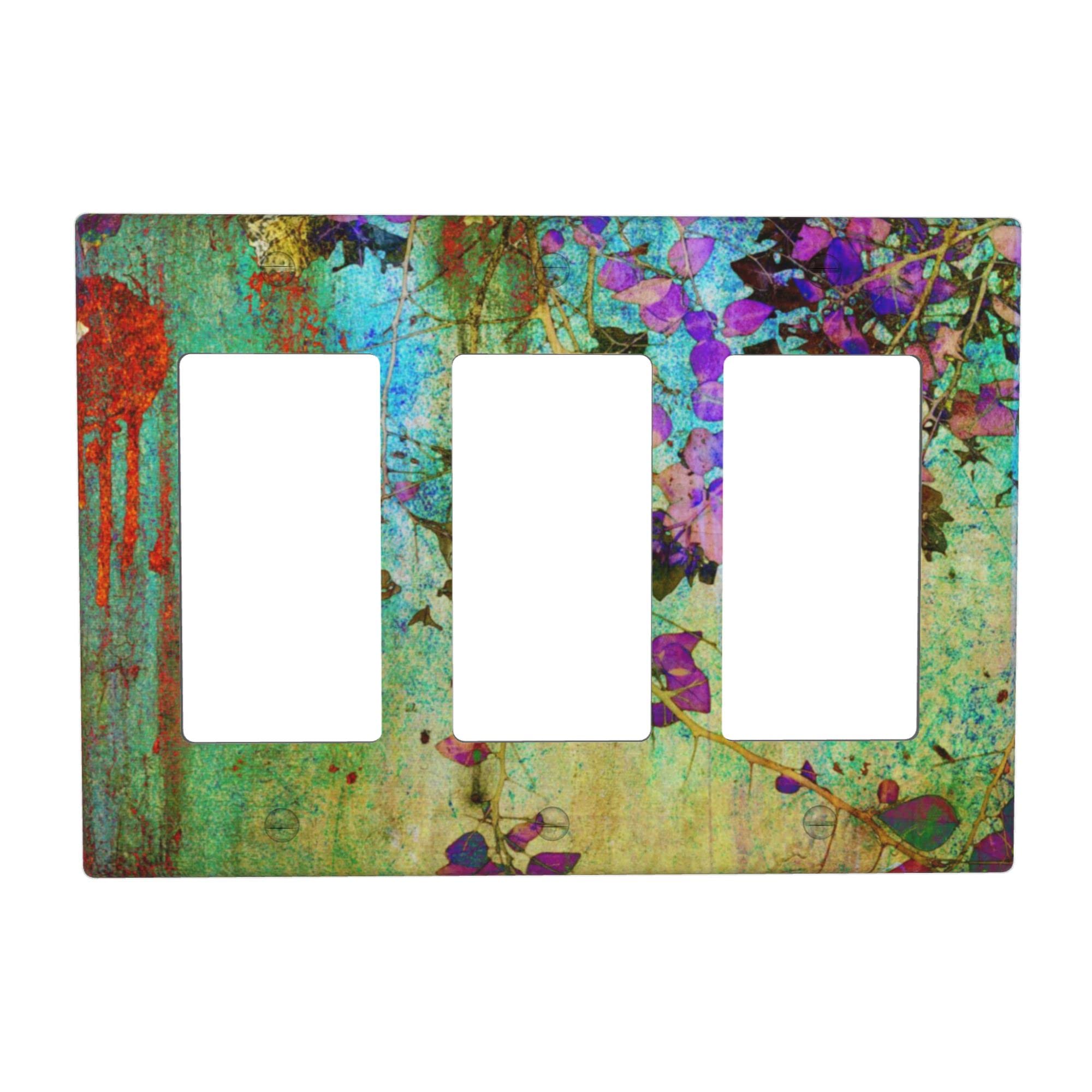 Abstract Treetop Print 3 Gang Light Switch Cover - Decorative Triple Rocker Wall Plate for Home Decor | Perfect for Living Rooms, Bedrooms & Offices